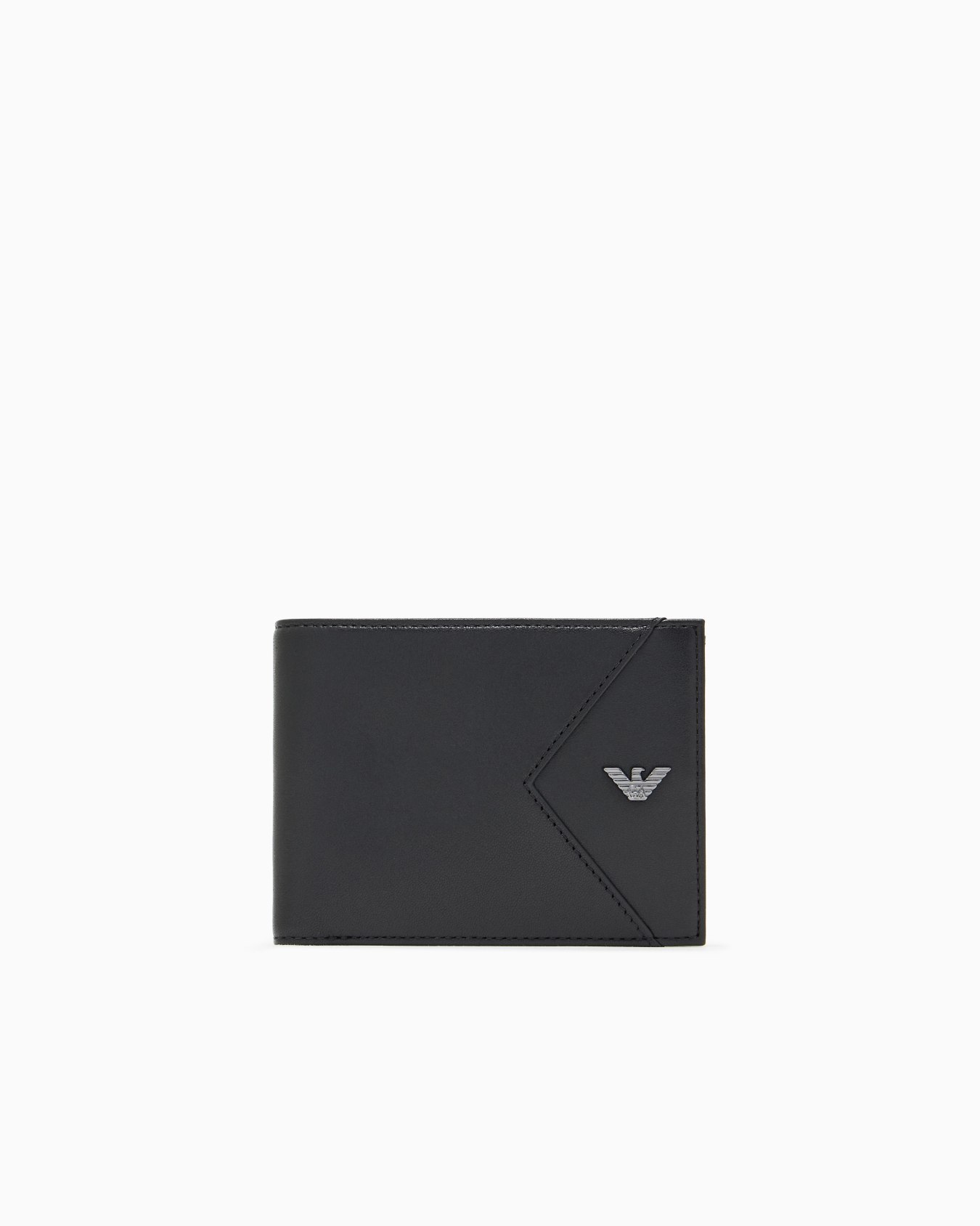 Nappa leather bifold wallet with geometric detail Slide 0