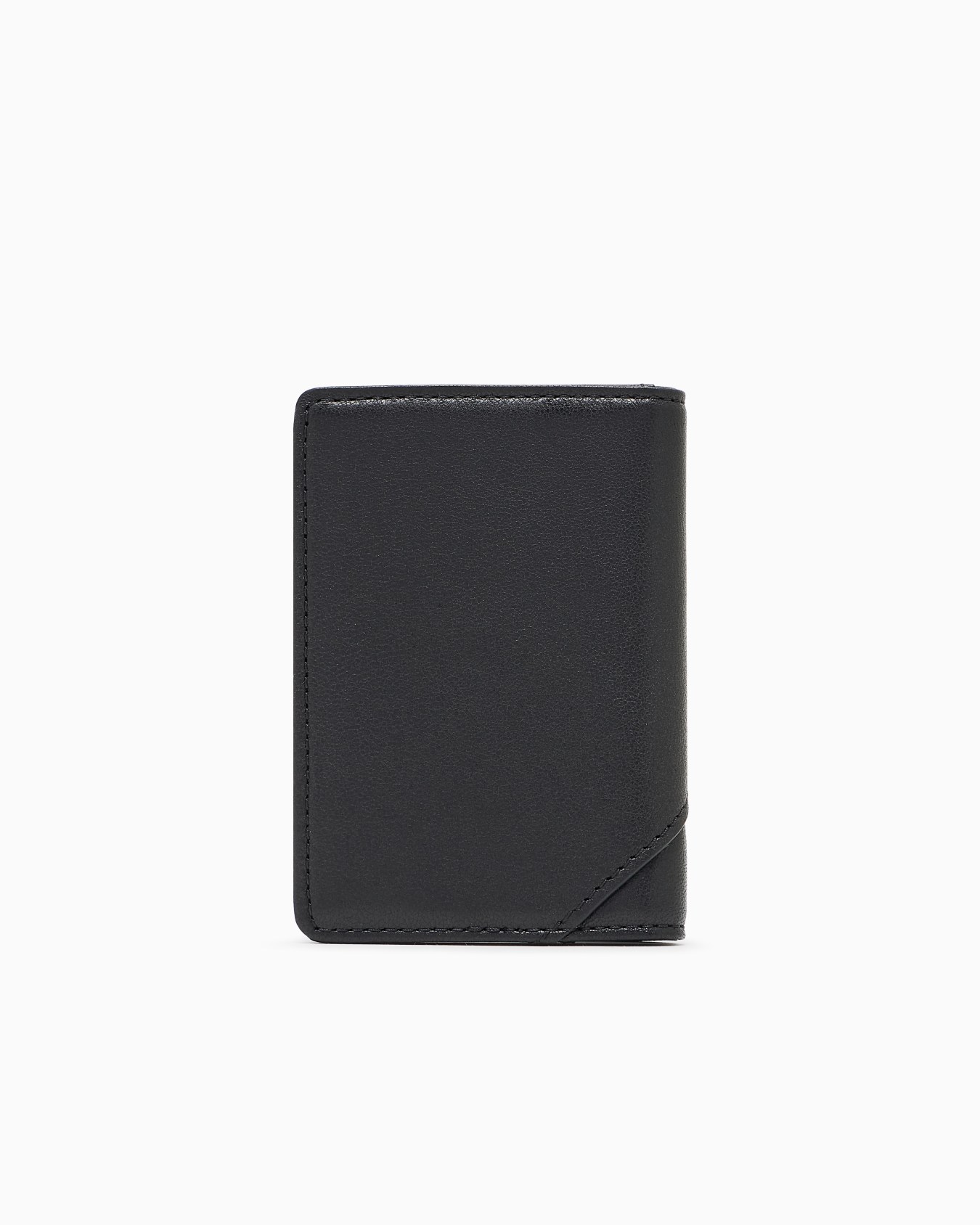 Nappa leather trifold card holder with geometric detail Slide 1