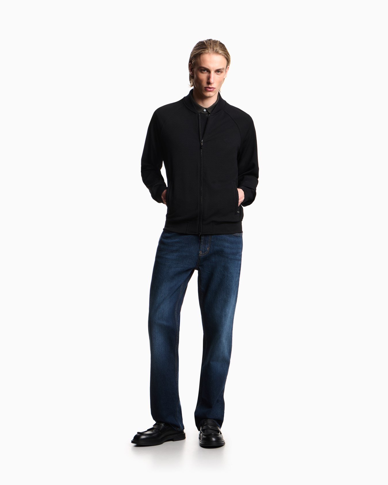 Double diagonal weave stretch nylon jersey blouson Slide 1