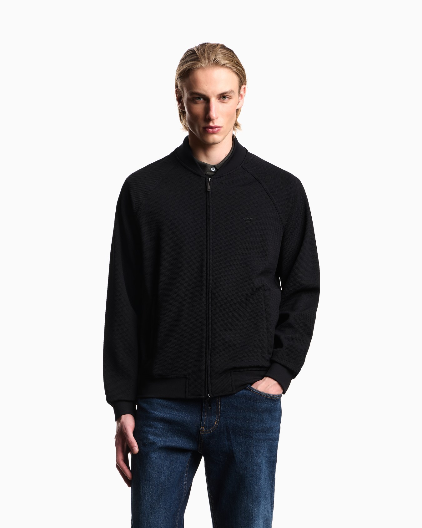 Double diagonal weave stretch nylon jersey blouson Slide 3