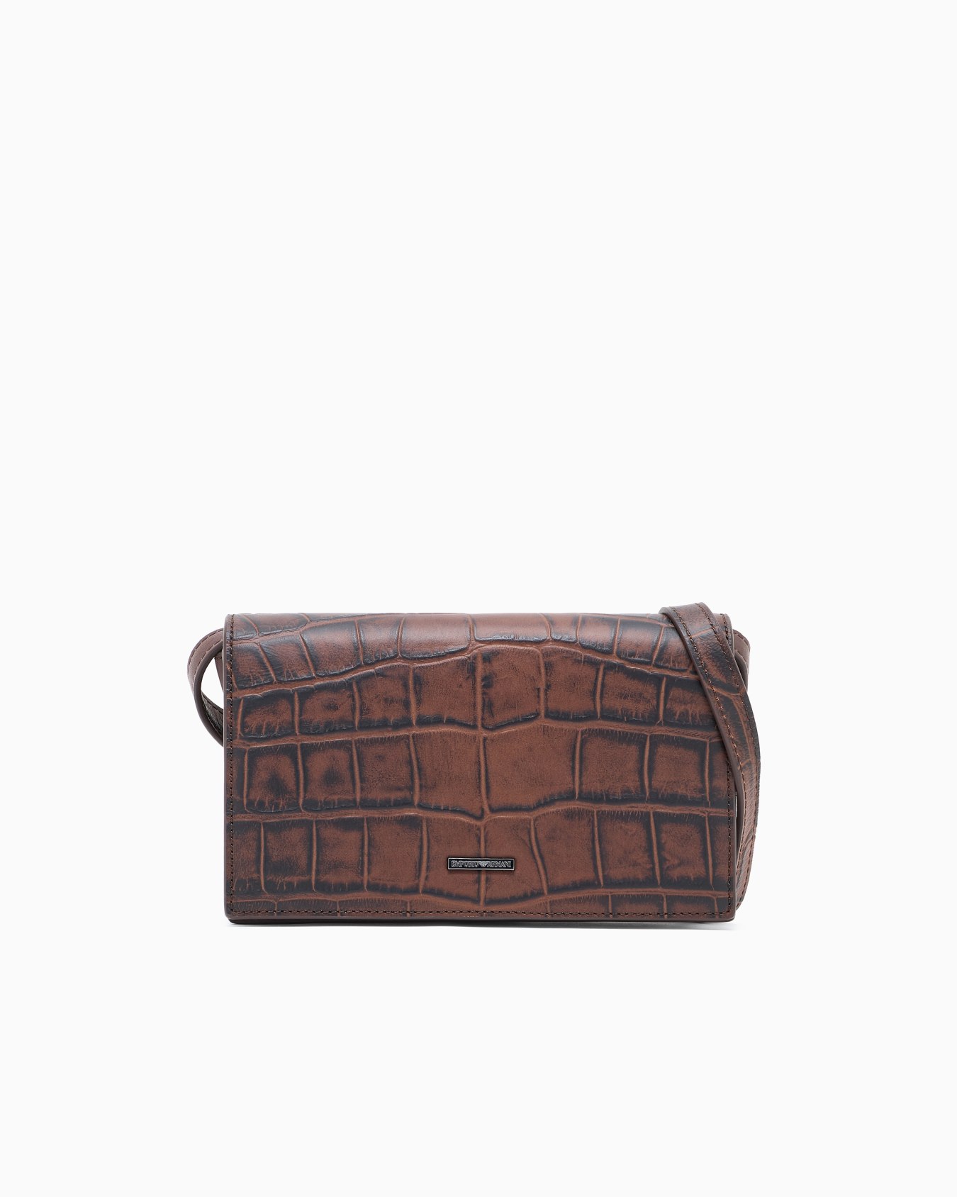 Trousse à accessoires avec bandoulière en cuir imprimé crocodile Diapositive 0
