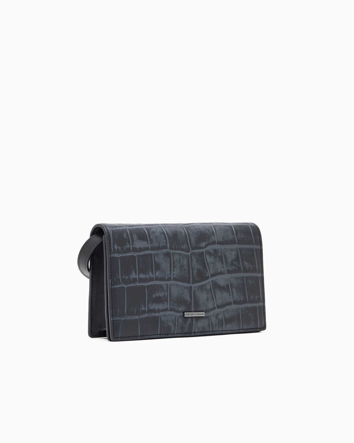 Trousse à accessoires avec bandoulière en cuir imprimé crocodile Diapositive 1