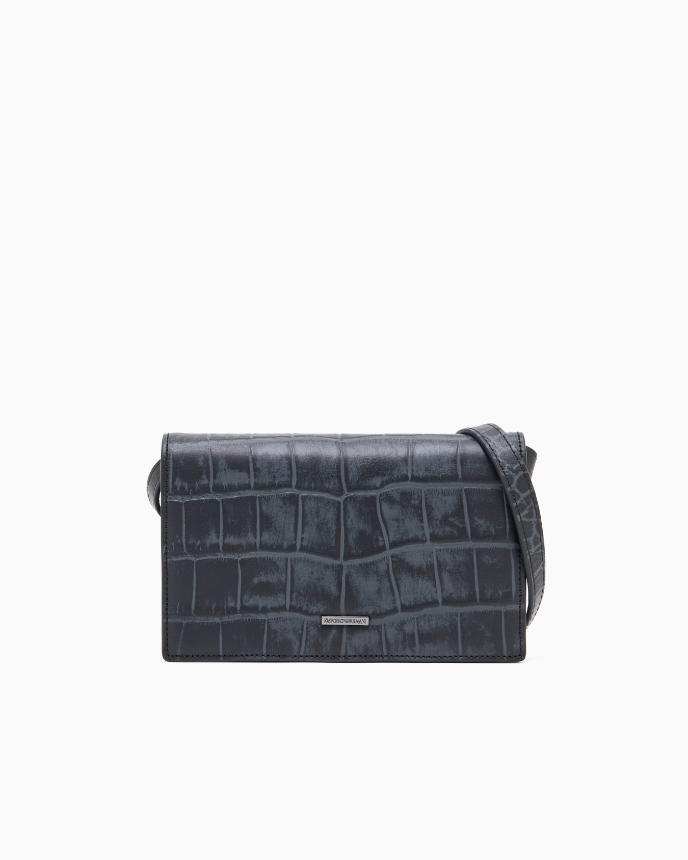 Trousse à accessoires avec bandoulière en cuir imprimé crocodile Diapositive 0