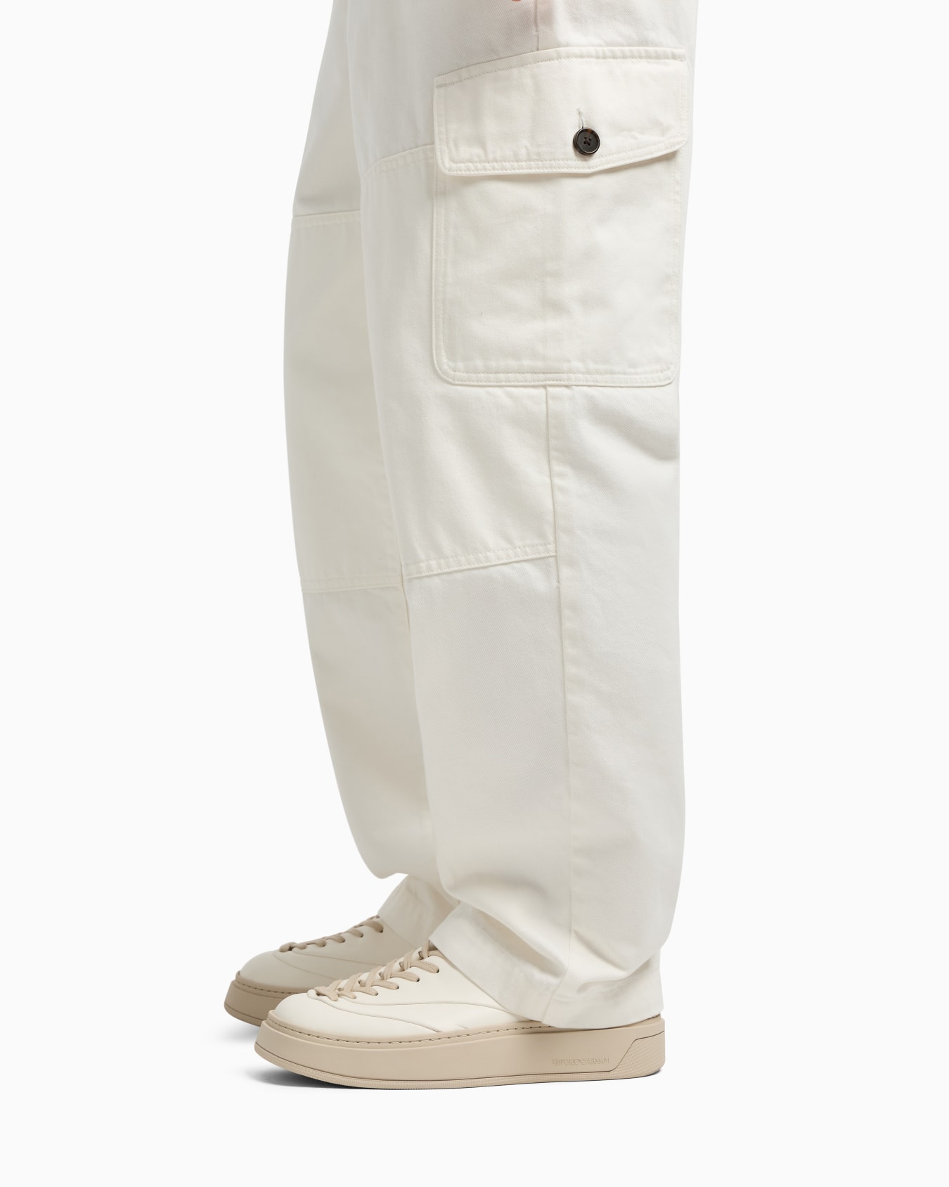 Pantalon cargo en sergé effet denim avec ceinture Diapositive 5