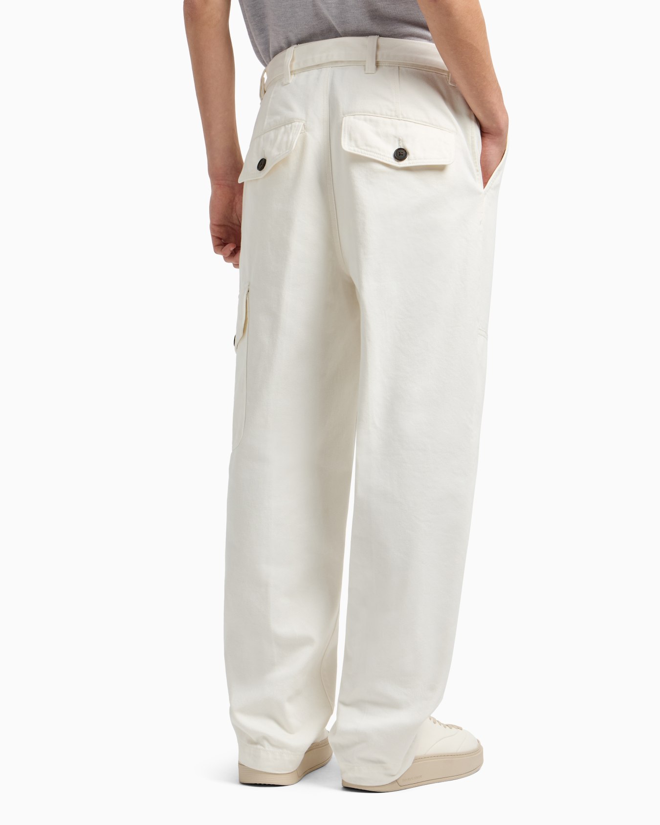 Pantalon cargo en sergé effet denim avec ceinture Diapositive 3