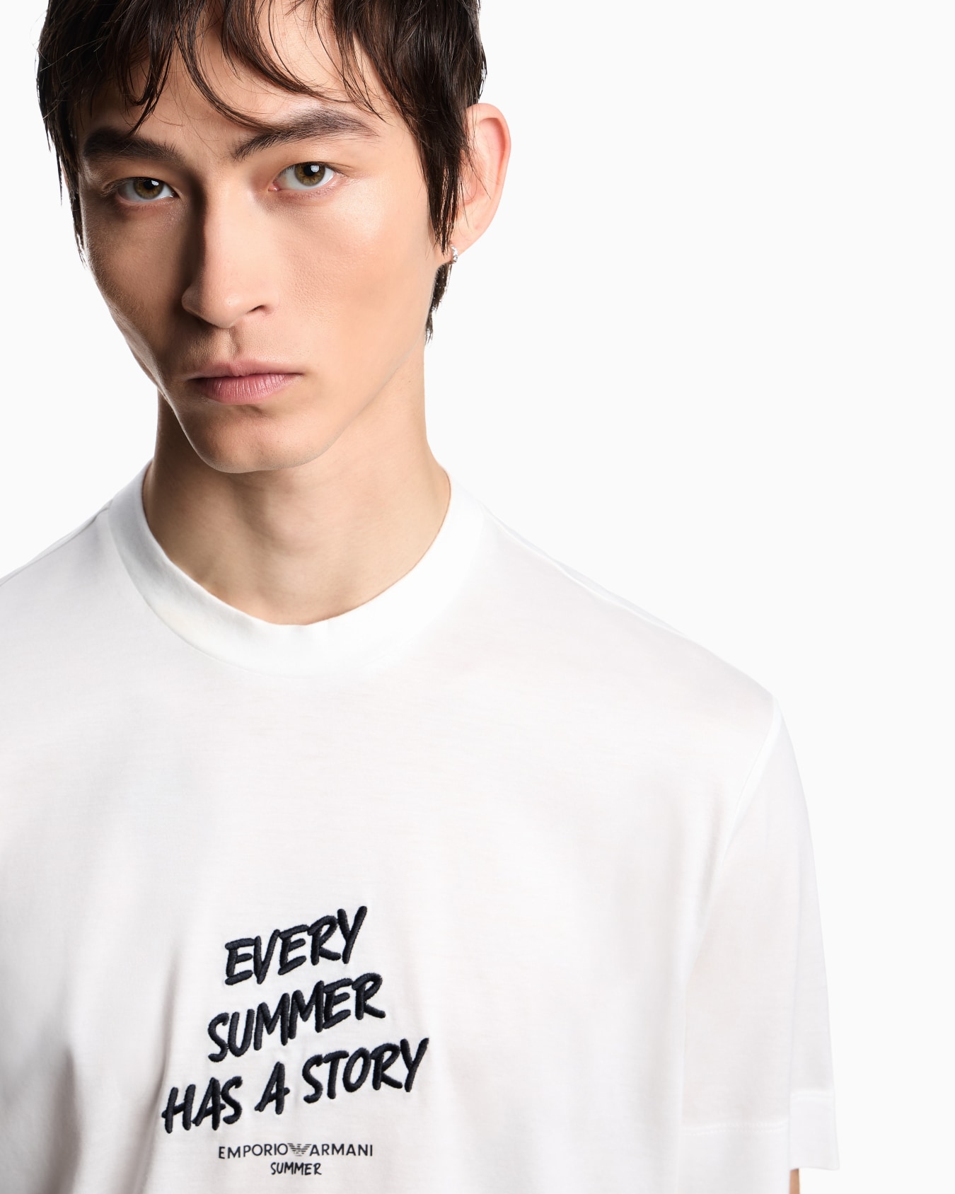 ASV Lyocell-blend jersey T-shirt with embroidered Summer Mood slogan Slide 4