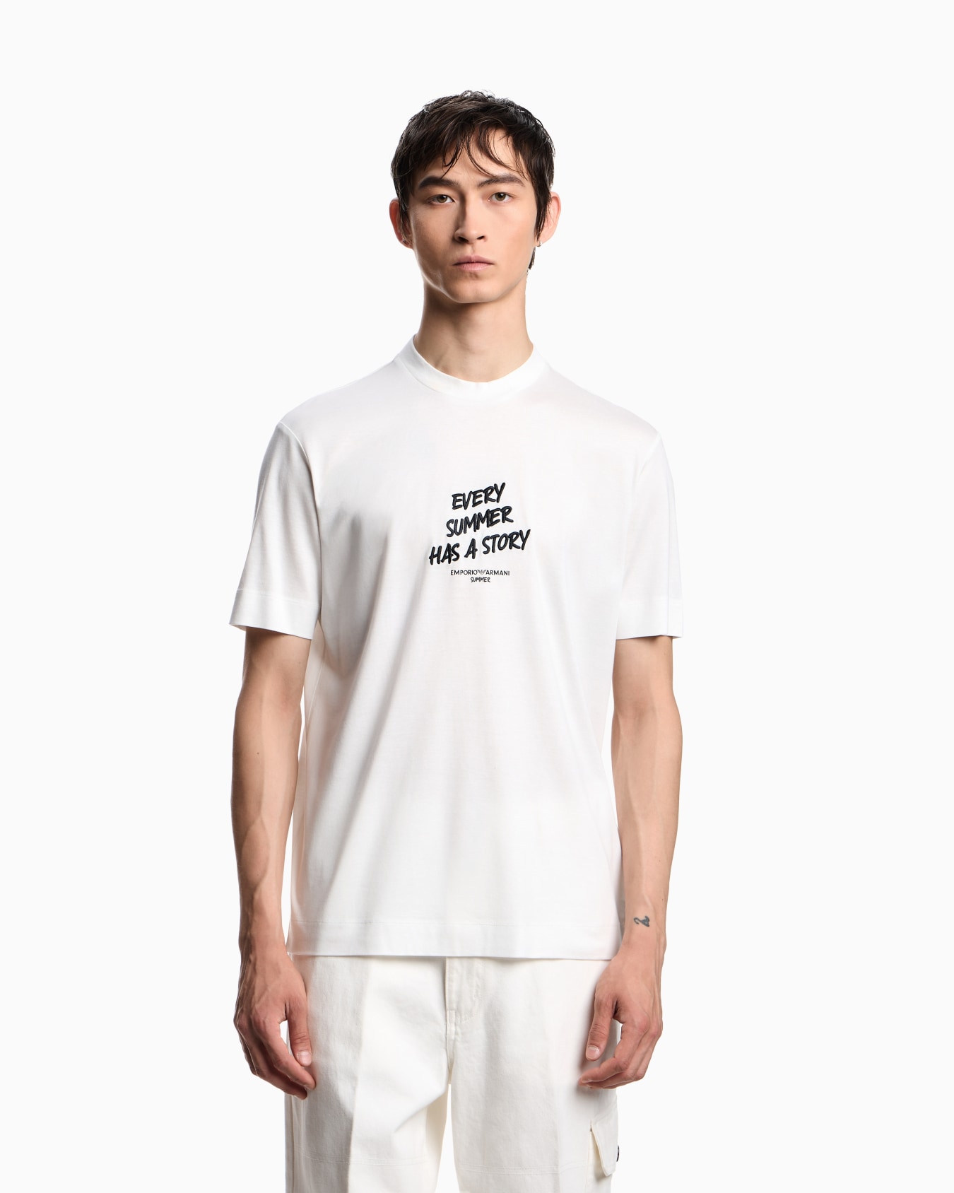 ASV Lyocell-blend jersey T-shirt with embroidered Summer Mood slogan Slide 3