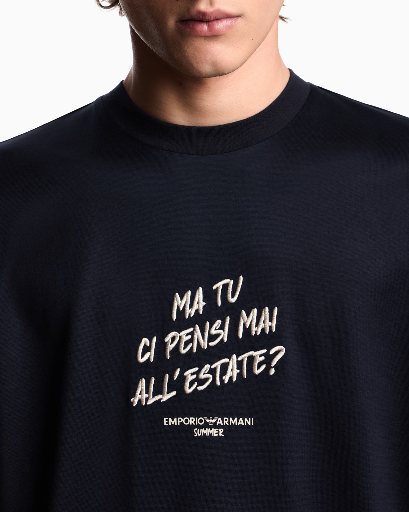 ASV Lyocell-blend jersey T-shirt with embroidered Summer Mood slogan Slide 4