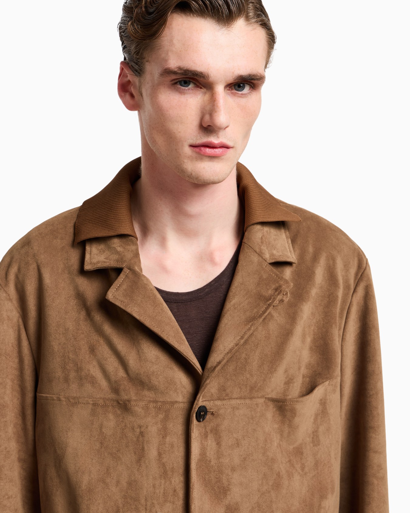 Blazer monopetto in tecno suede Slide 5