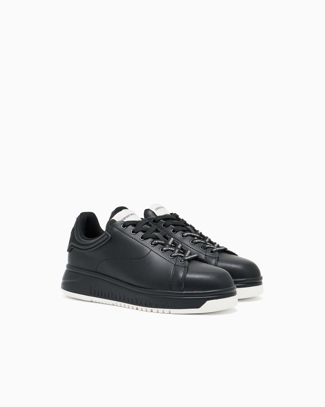 Leather sneakers with rubber back knurled sole Slide 1