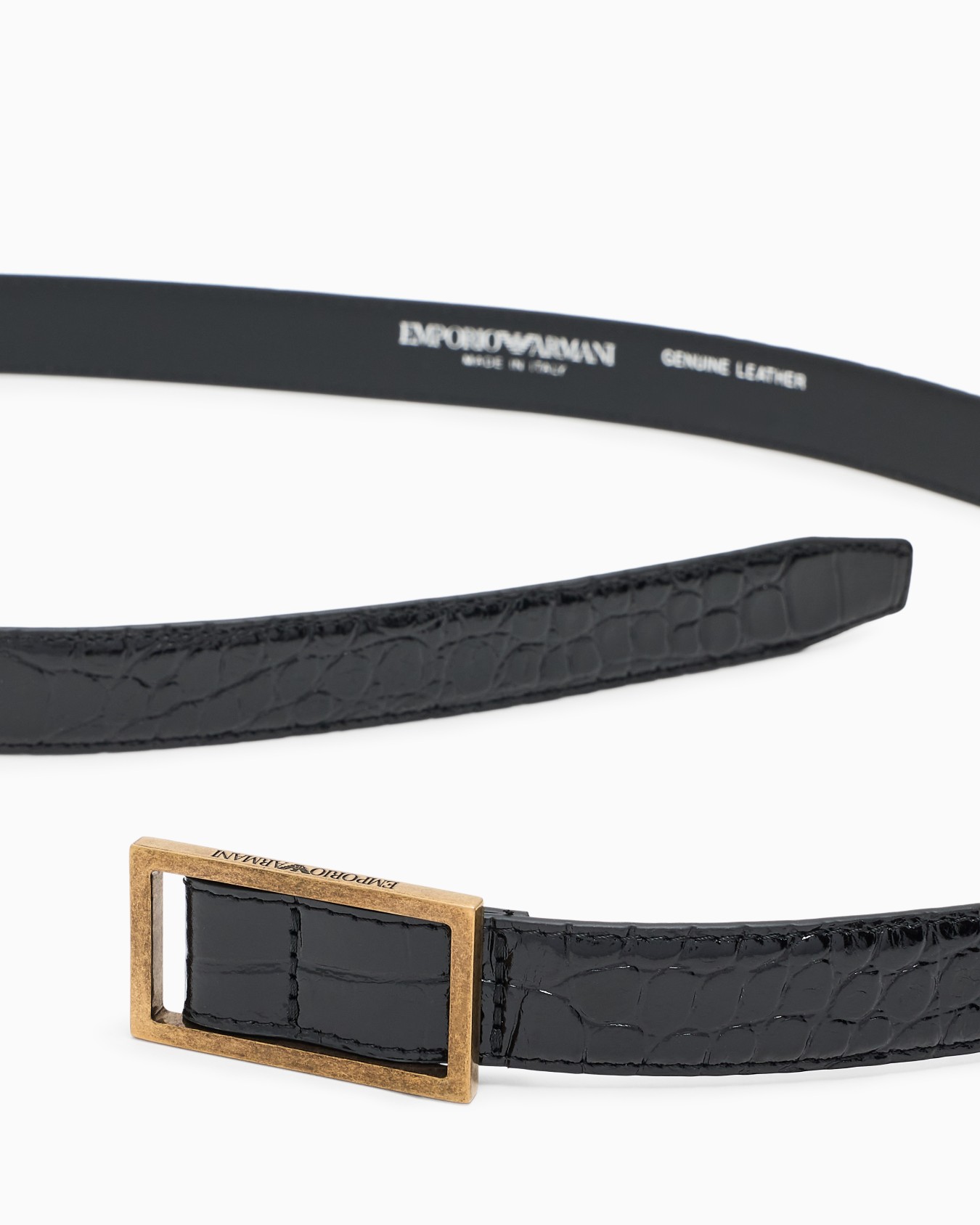 Belt in mock-croc leather with plate Slide 1