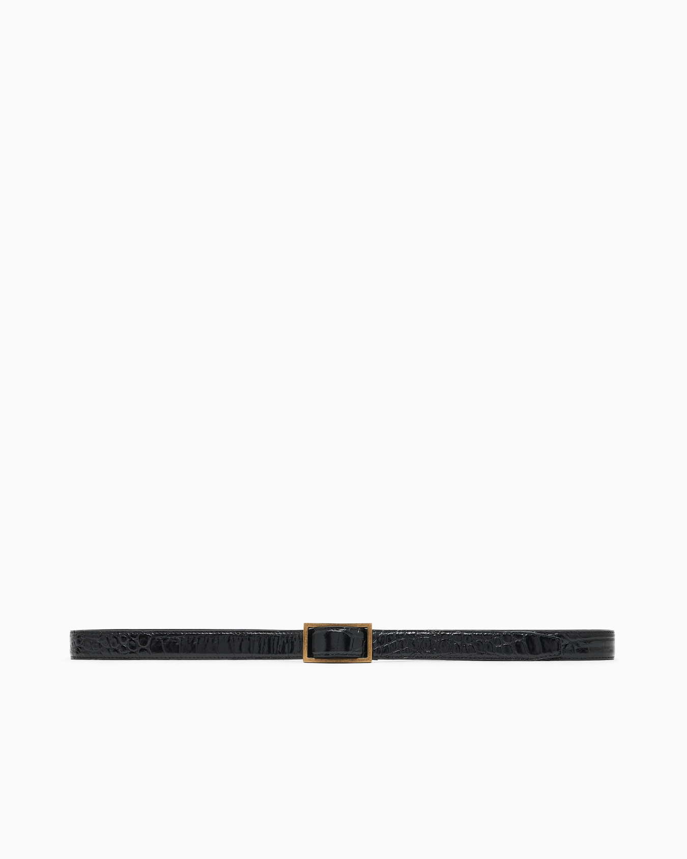 Belt in mock-croc leather with plate Slide 2