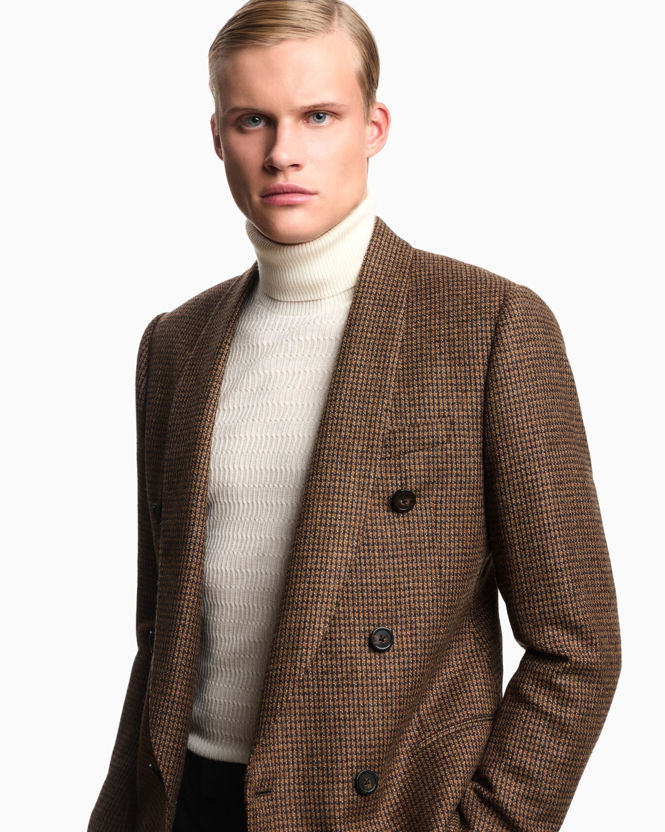 Giacca doppiopetto in tweed di lana pied de poule Slide 4