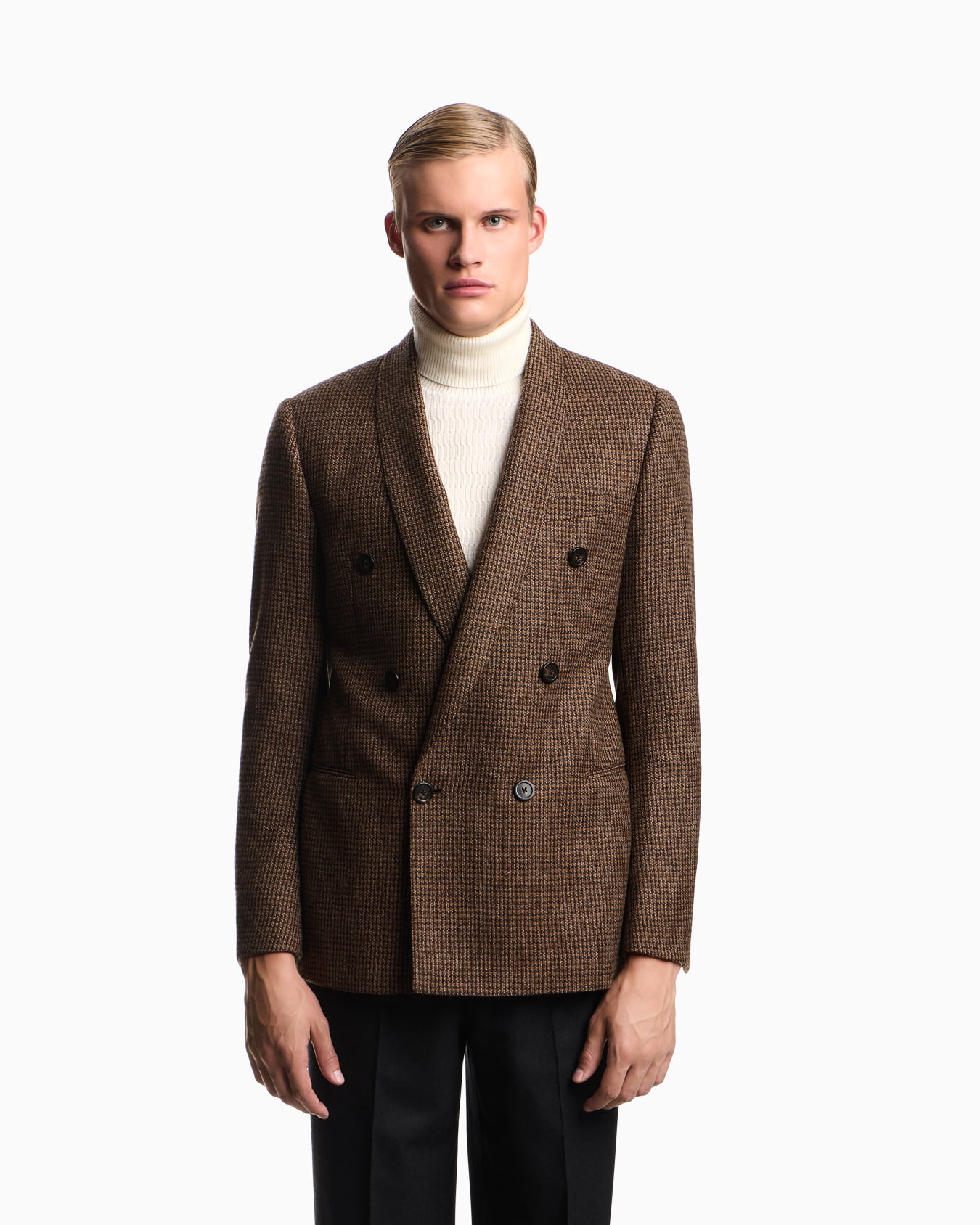 Giacca doppiopetto in tweed di lana pied de poule Slide 3