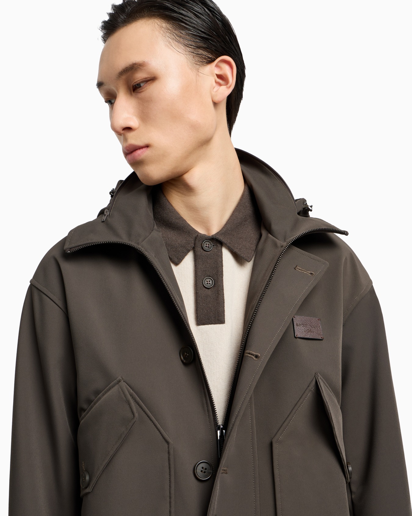Full-zip belted nylon twill blouson Slide 4