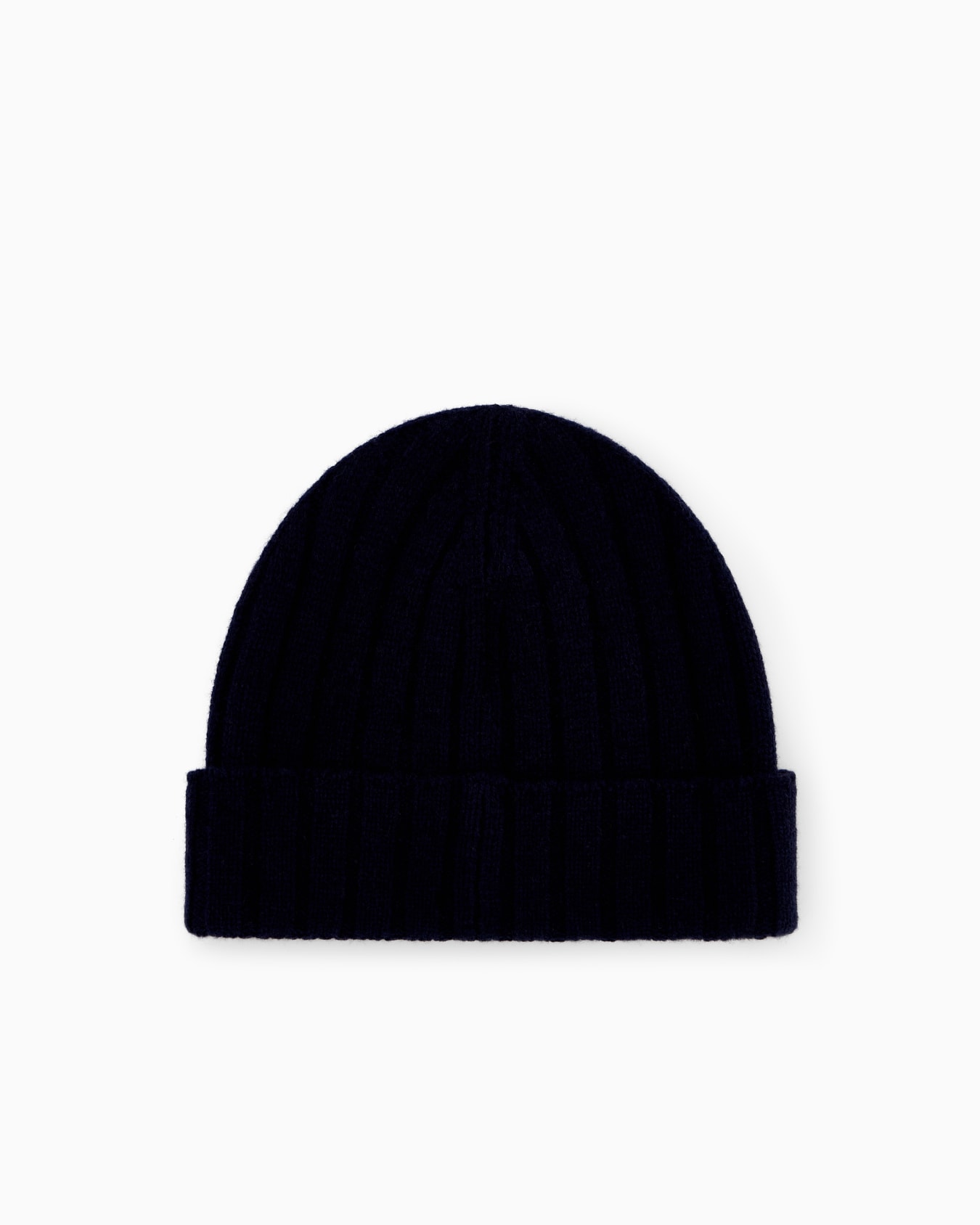 Beanie hat ribbed wool and cashmere with folded cuff Slide 1