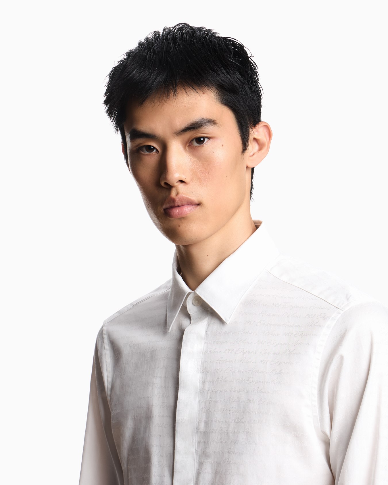 Chemise en coton avec logo jacquard all over Diapositive 4