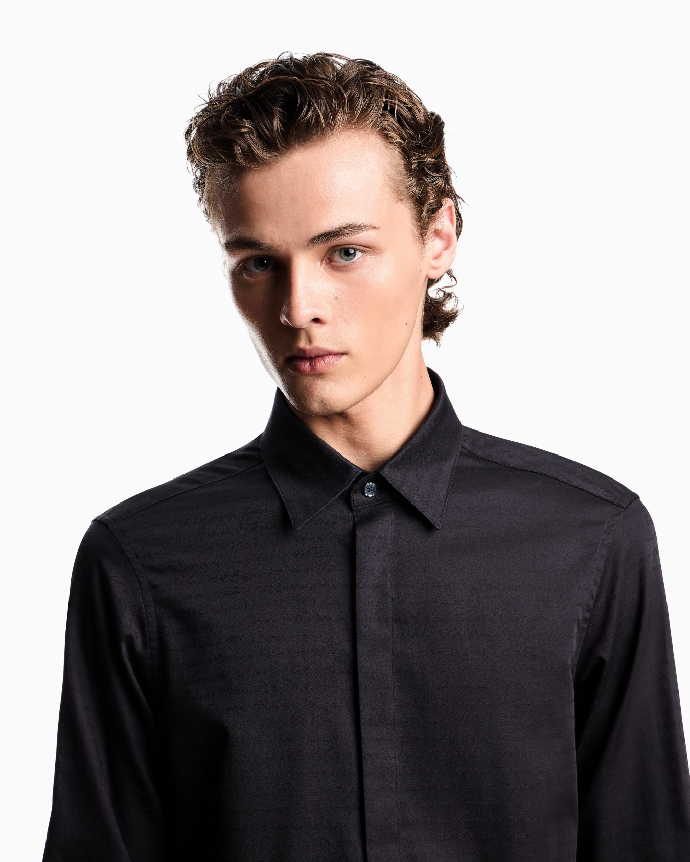 Chemise en coton avec logo jacquard all over Diapositive 4