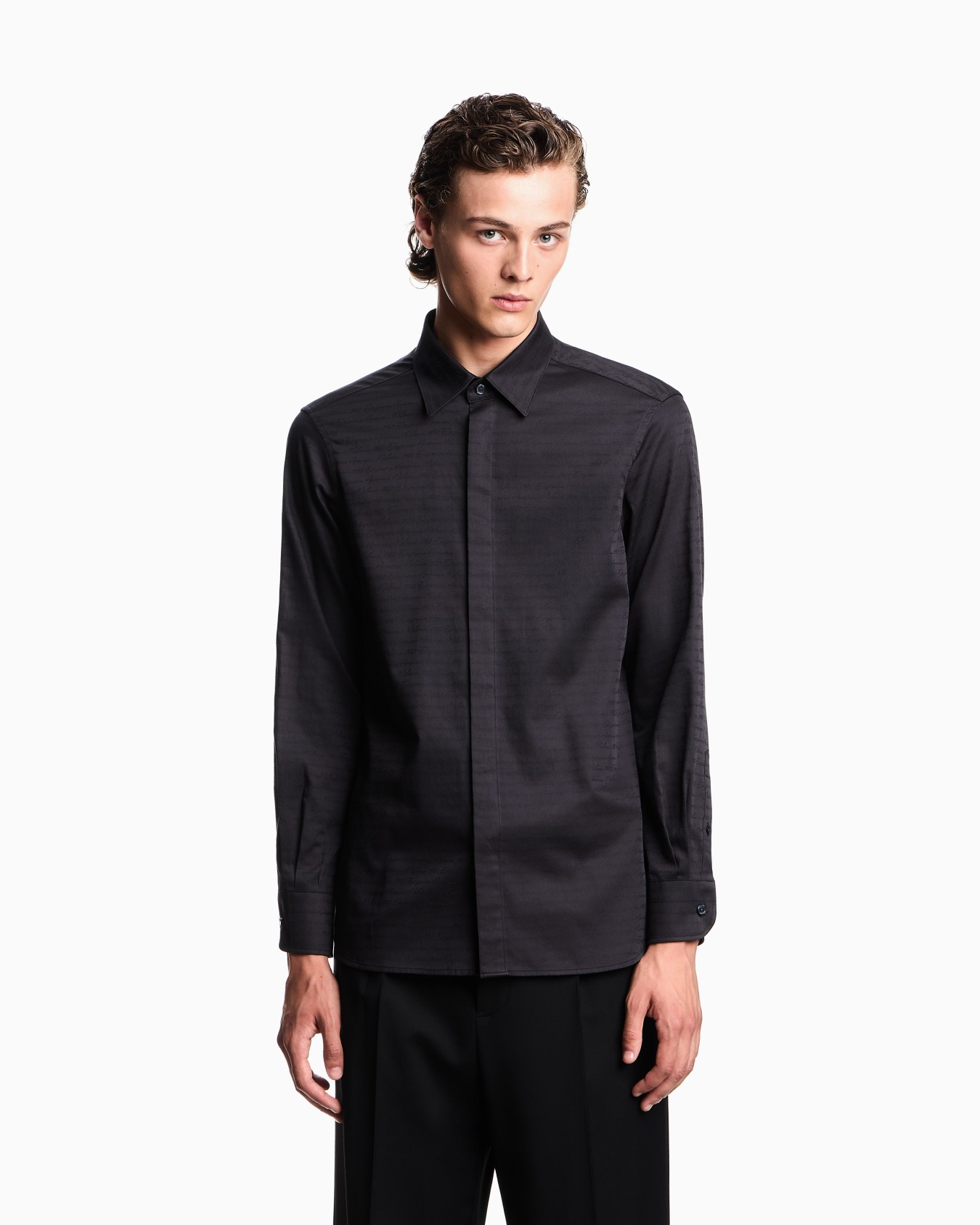 Chemise en coton avec logo jacquard all over Diapositive 3