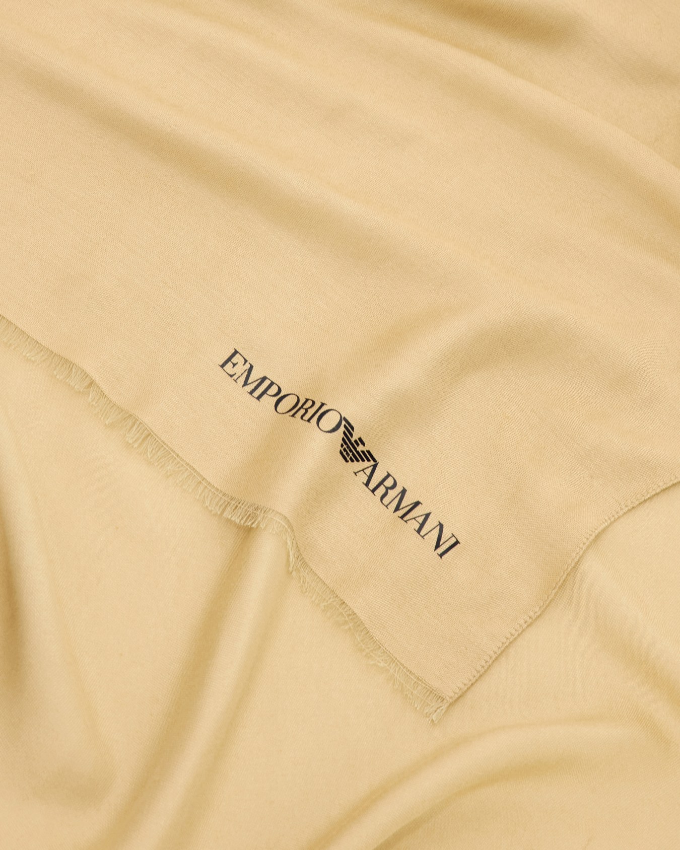 Stole in viscose and modal with fringes and printed logo Slide 1
