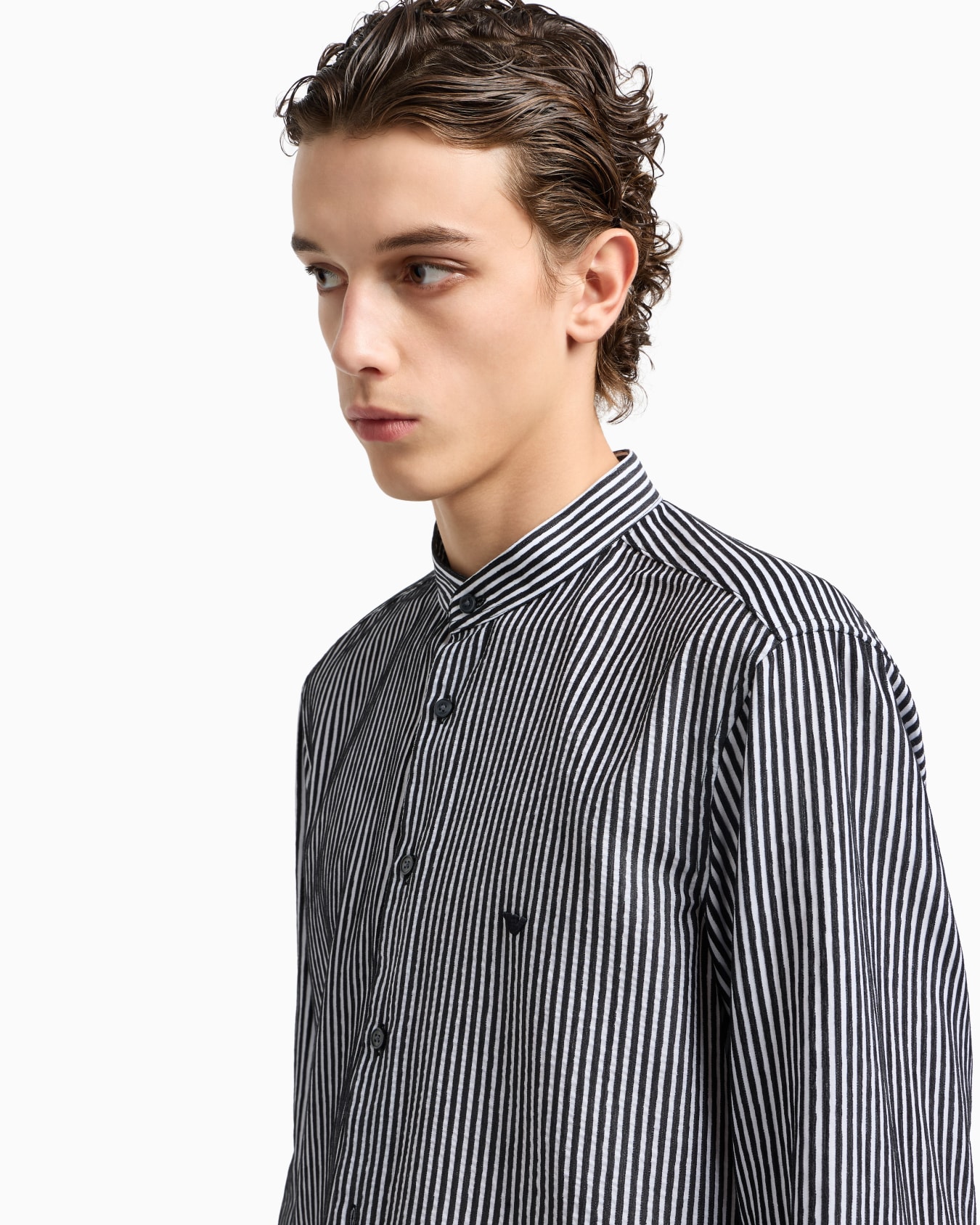 Chemise col officier en chenille avec motif à rayures Diapositive 5