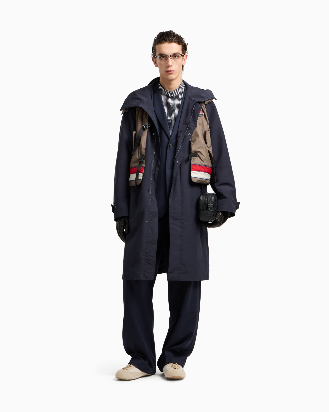 Chemise col officier en chenille avec motif à rayures Diapositive 2