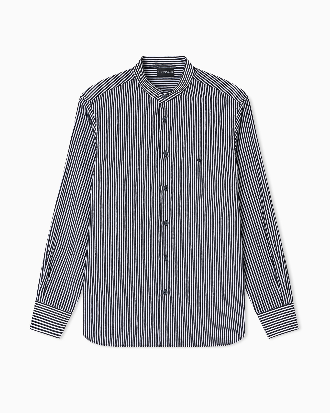 Chemise col officier en chenille avec motif à rayures Diapositive 0