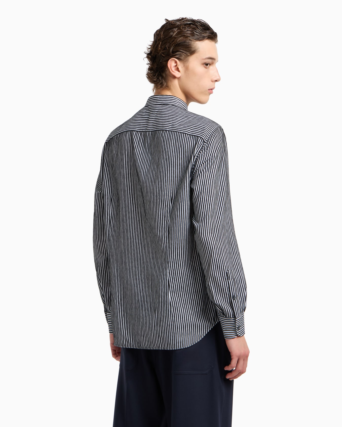 Chemise col officier en chenille avec motif à rayures Diapositive 3