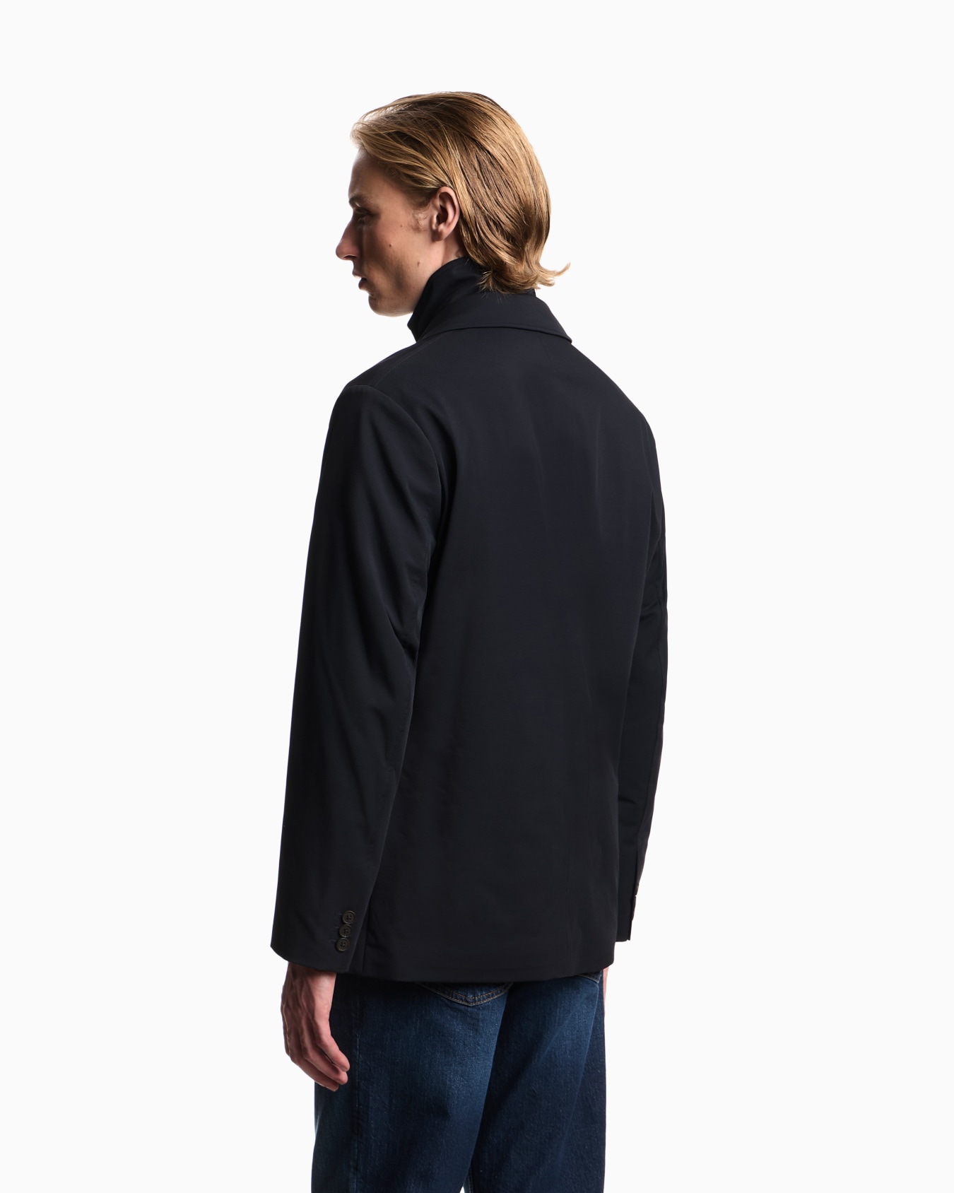 Padded multi-pocket blazer in nylon stretch twill Slide 2