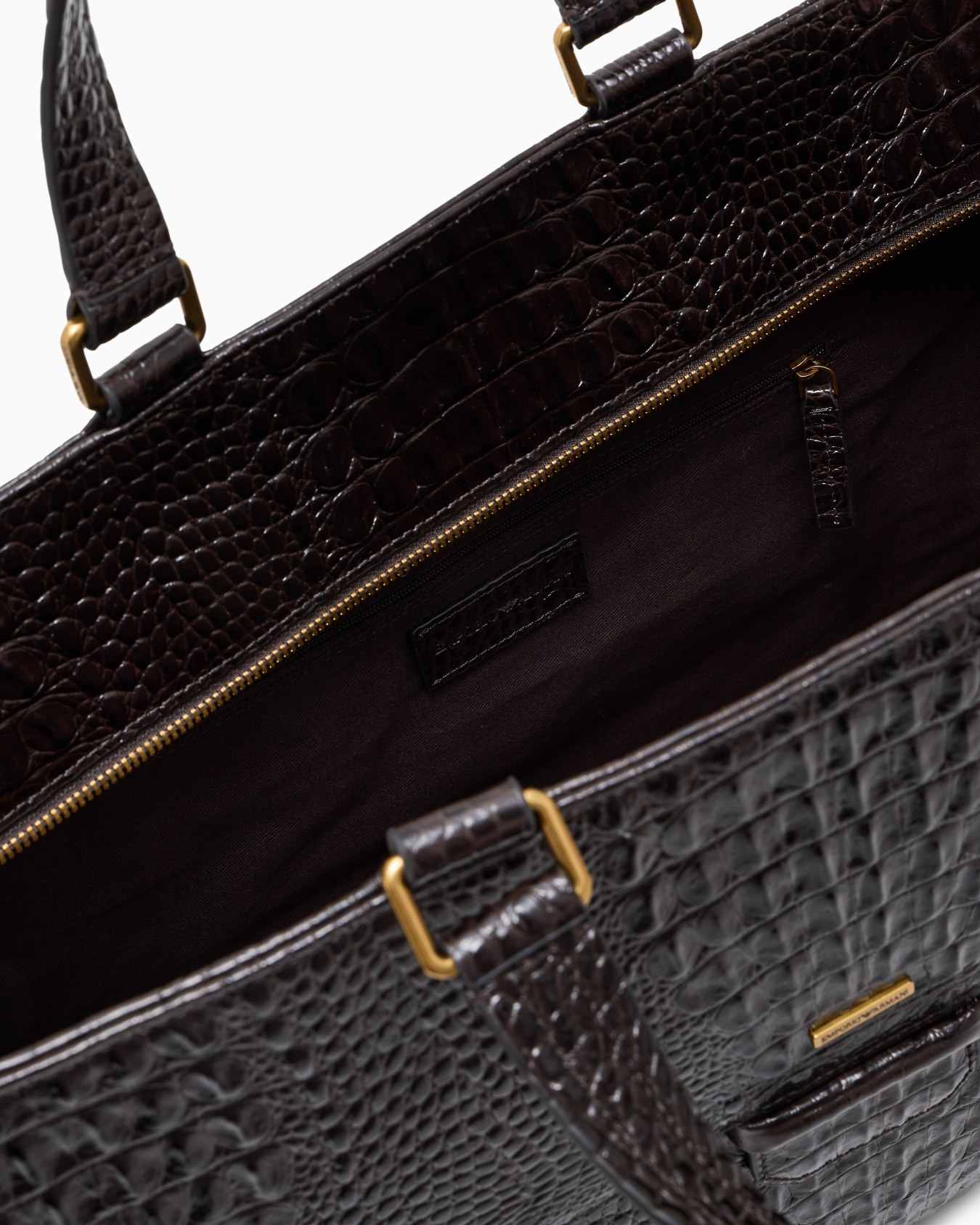 Crocodile-embossed leather briefcase Slide 3