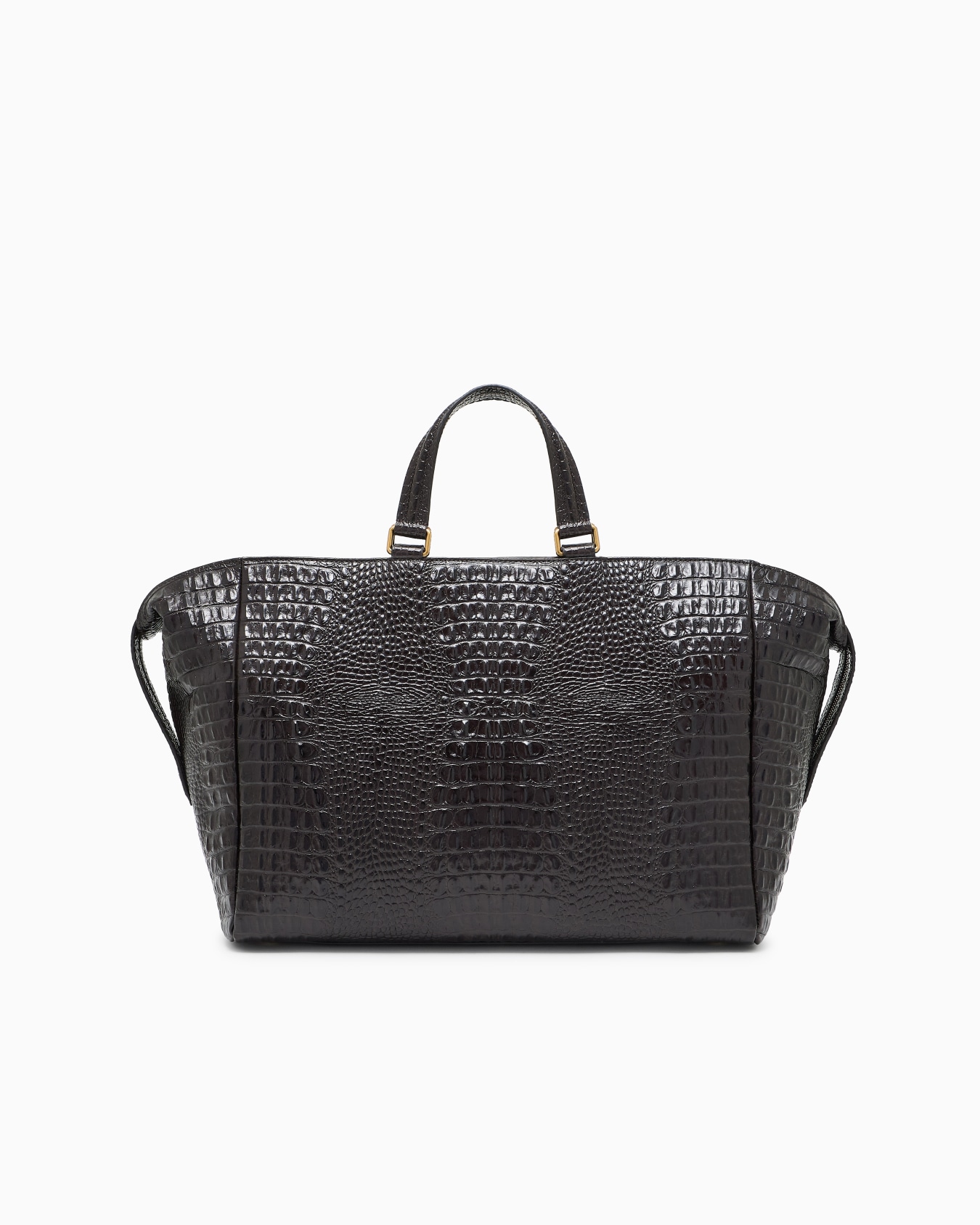Crocodile-embossed leather briefcase Slide 2