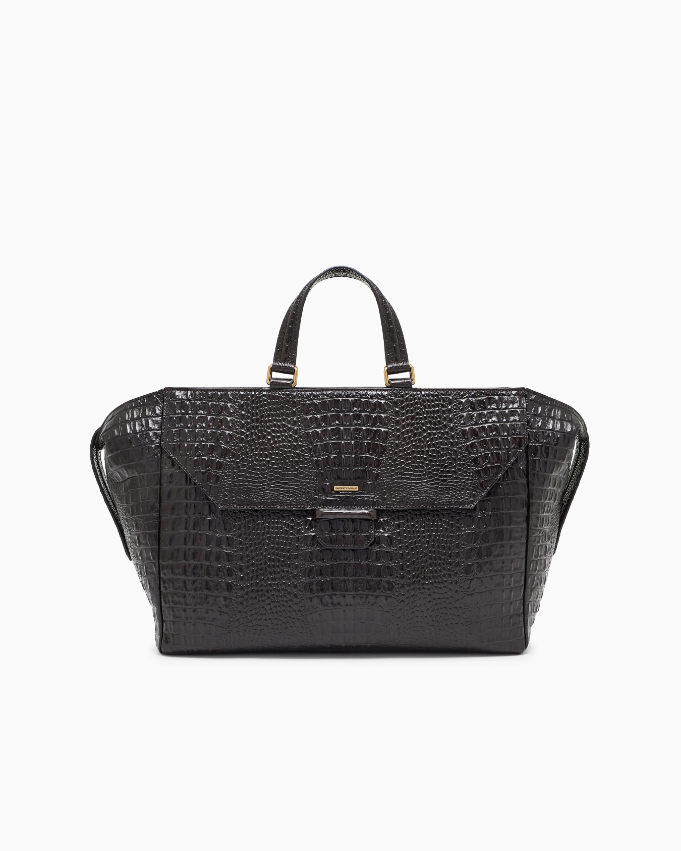 Crocodile-embossed leather briefcase Slide 0