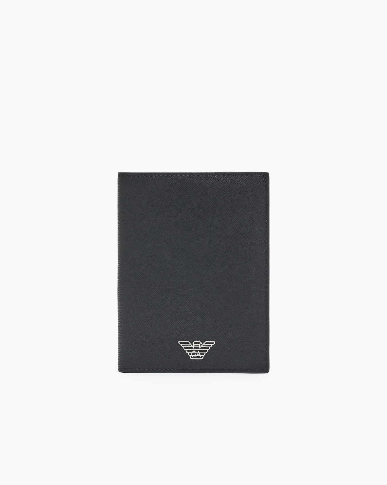 regenerated Saffiano leather passport holder with eagle plate Slide 0