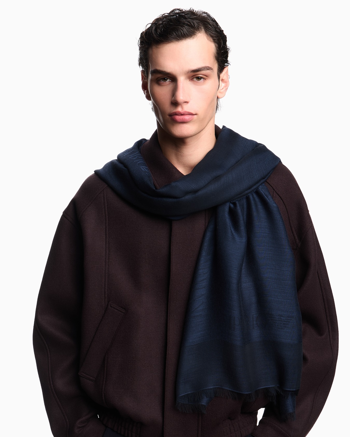 Scarf in light modal and virgin-wool blend fabric Slide 2