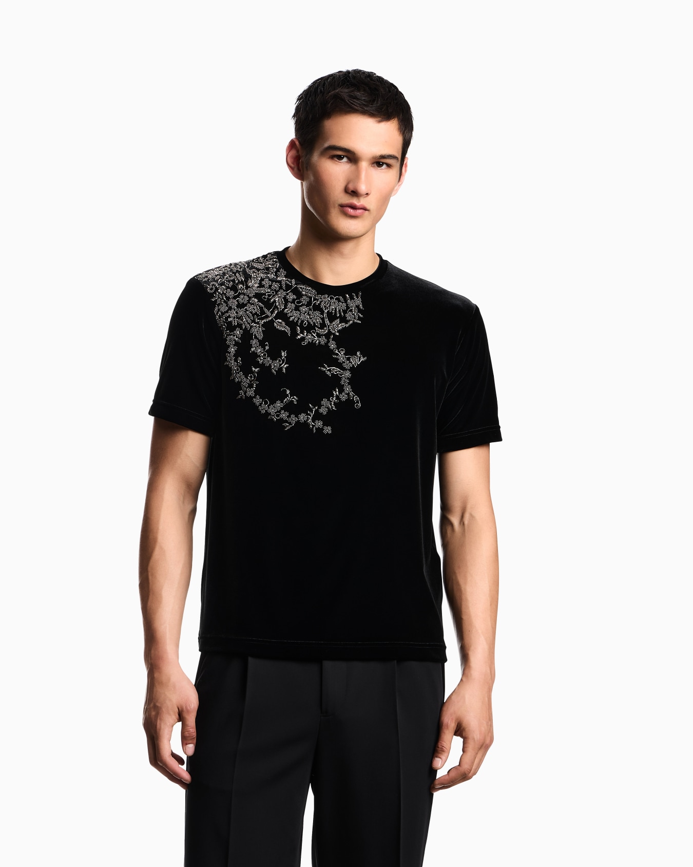 T-shirt en jersey de chenille avec broderie de perles Diapositive 3