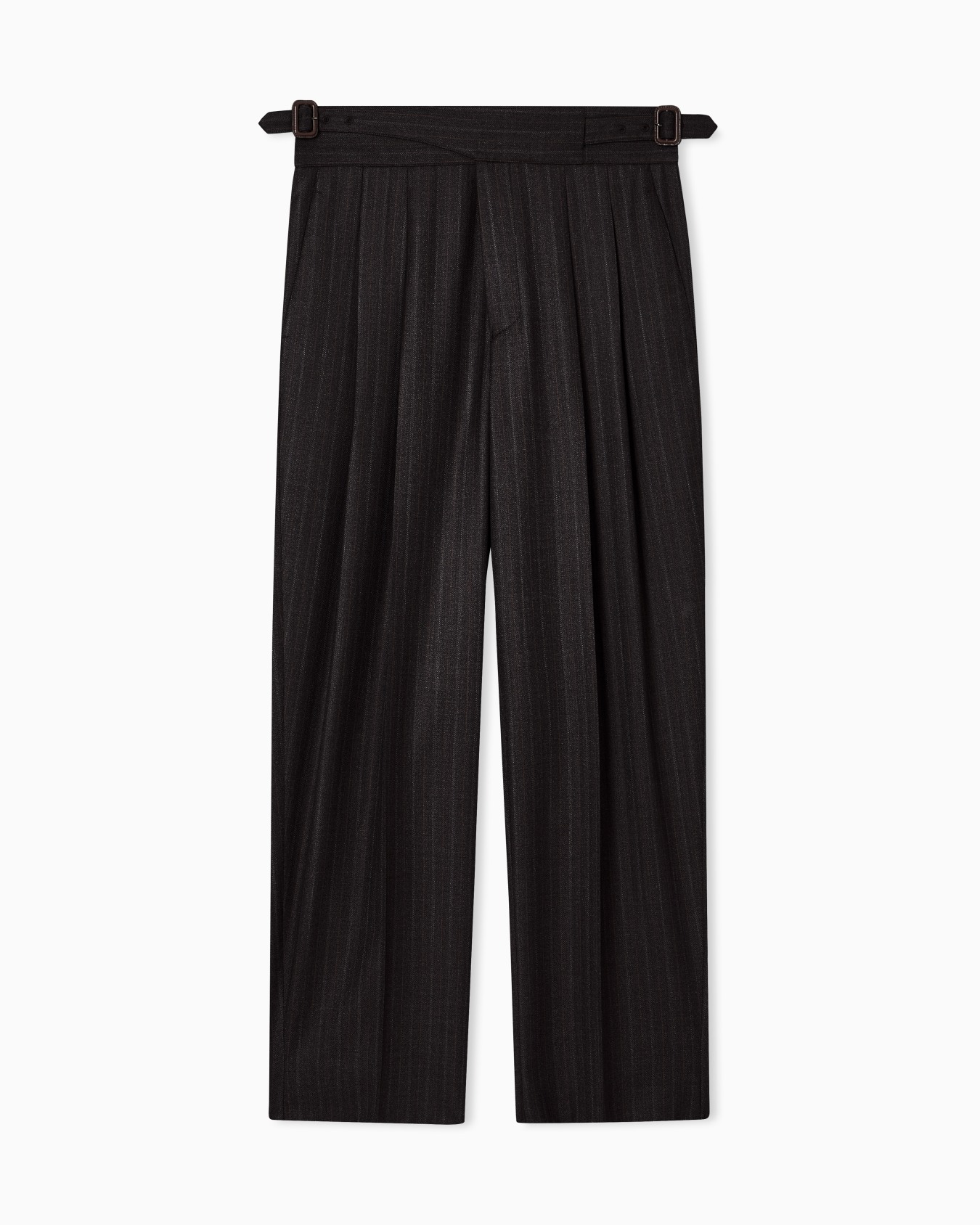 Striped mouliné virgin wool trousers with pleats Slide 0