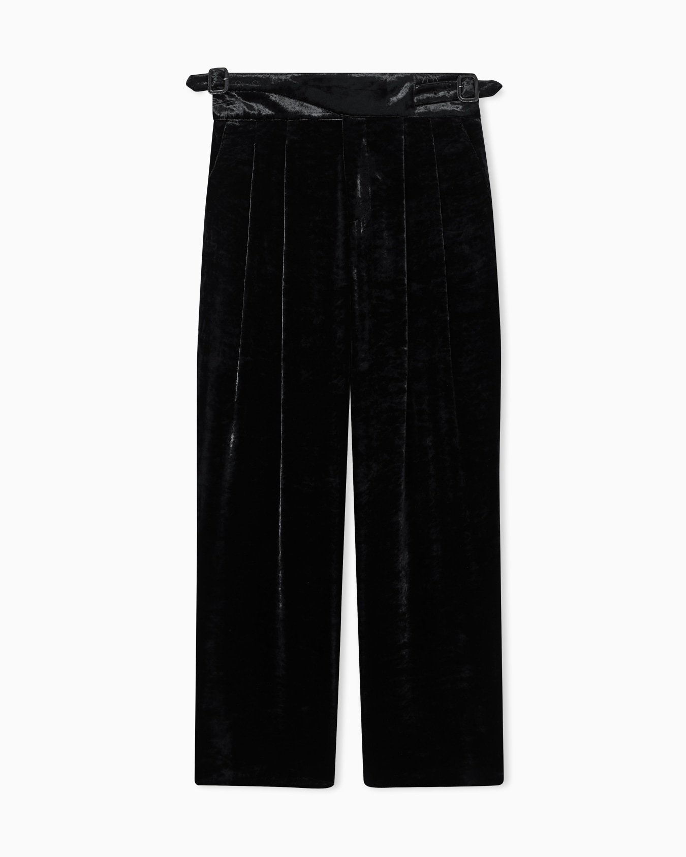 Dappled-effect velvet trousers with pleats Slide 0