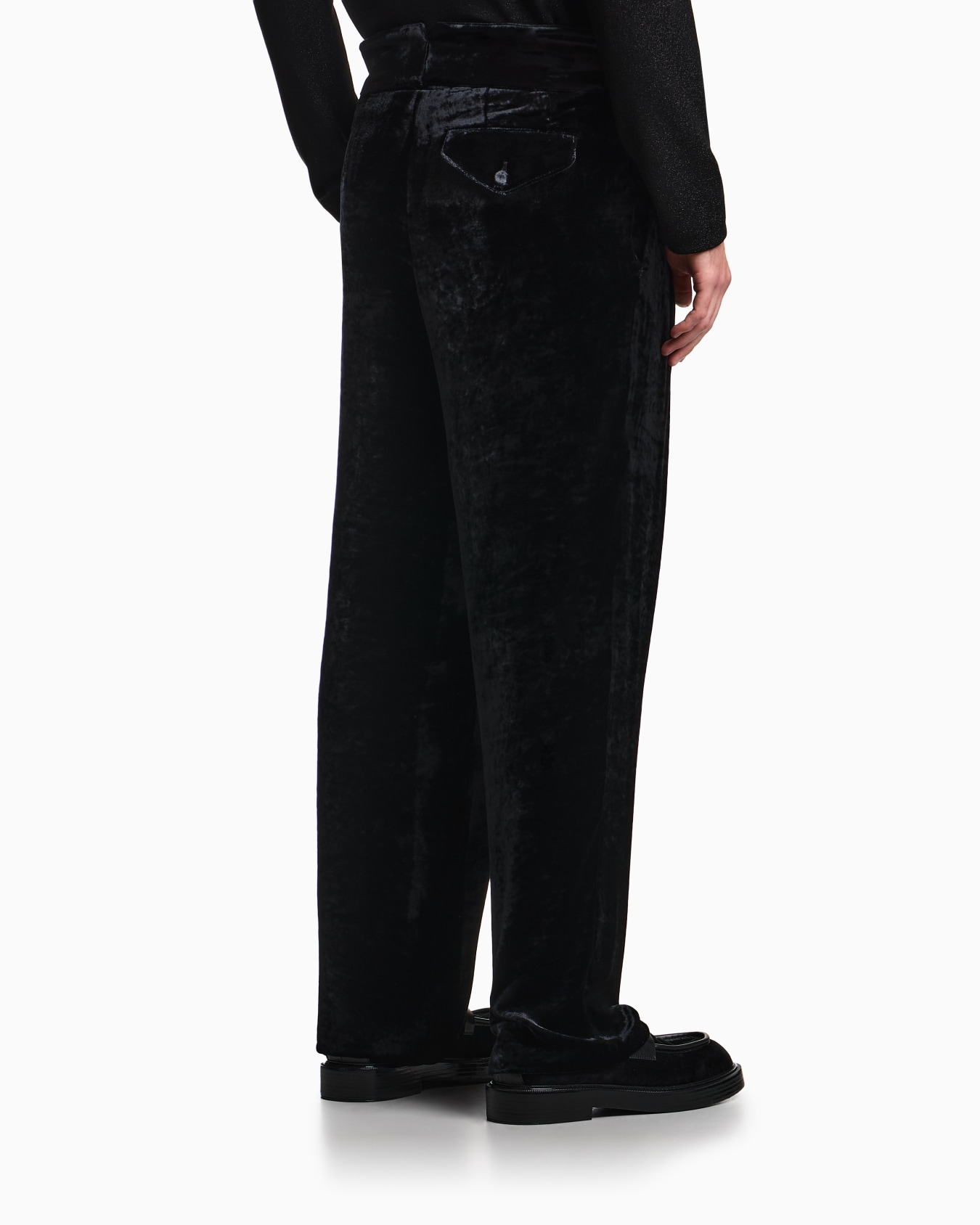 Dappled-effect velvet trousers with pleats Slide 2