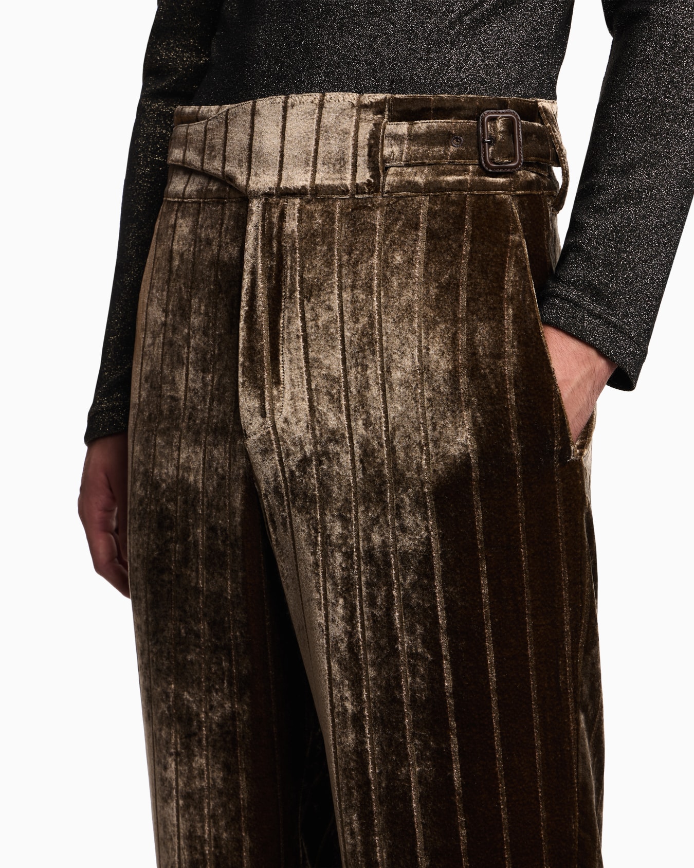 Pantalon à pinces en velours à rayures dévorées Diapositive 4