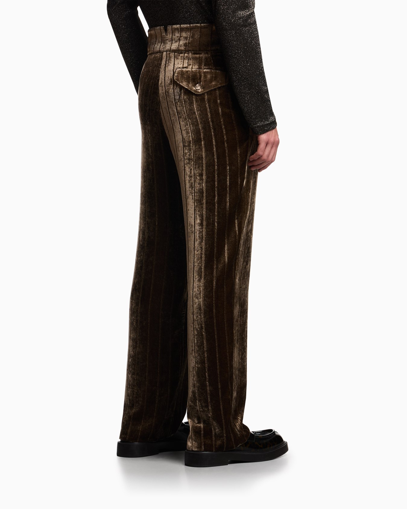 Pantalon à pinces en velours à rayures dévorées Diapositive 2