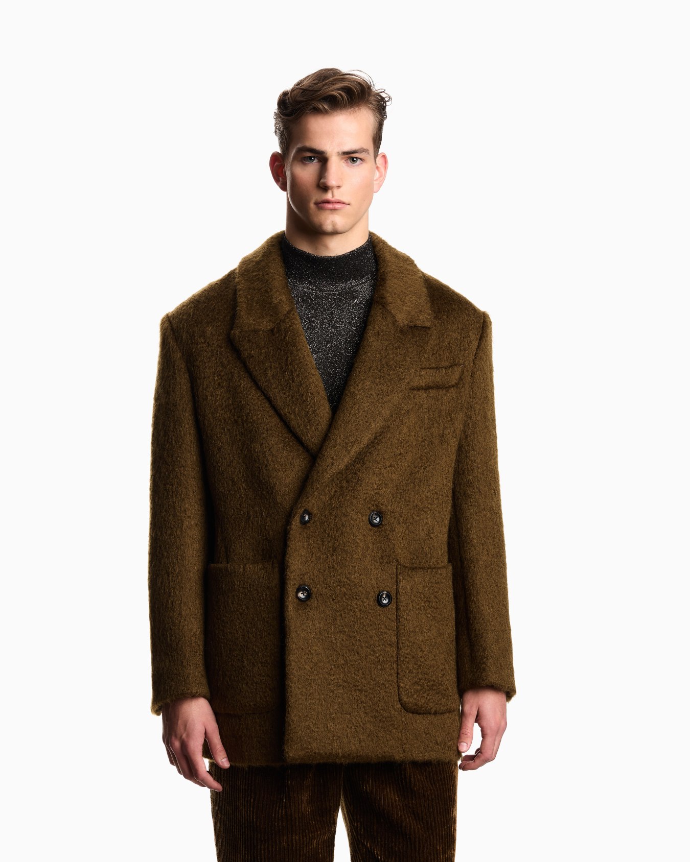 Double-breasted pea coat in a wool-blend mohair Slide 3