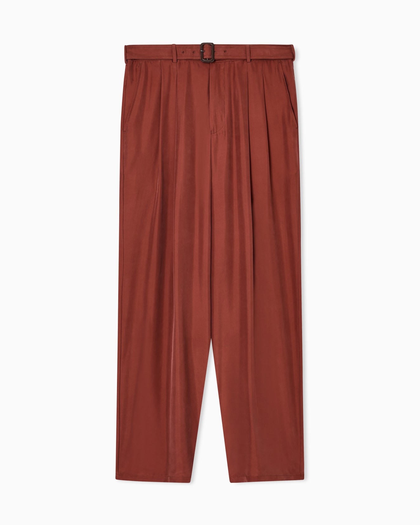 Pure washed silk habutai belted trousers Slide 0