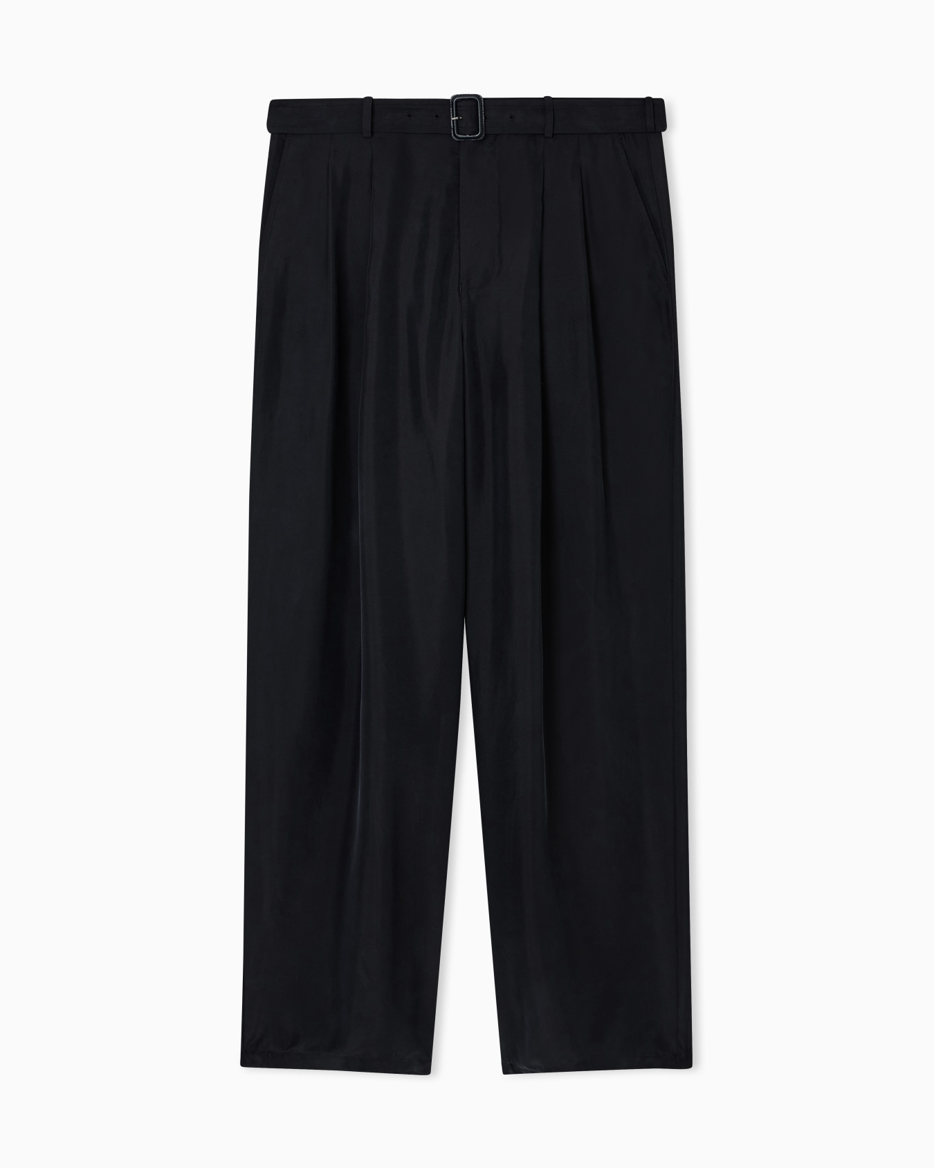 Pure washed silk habutai belted trousers Slide 0