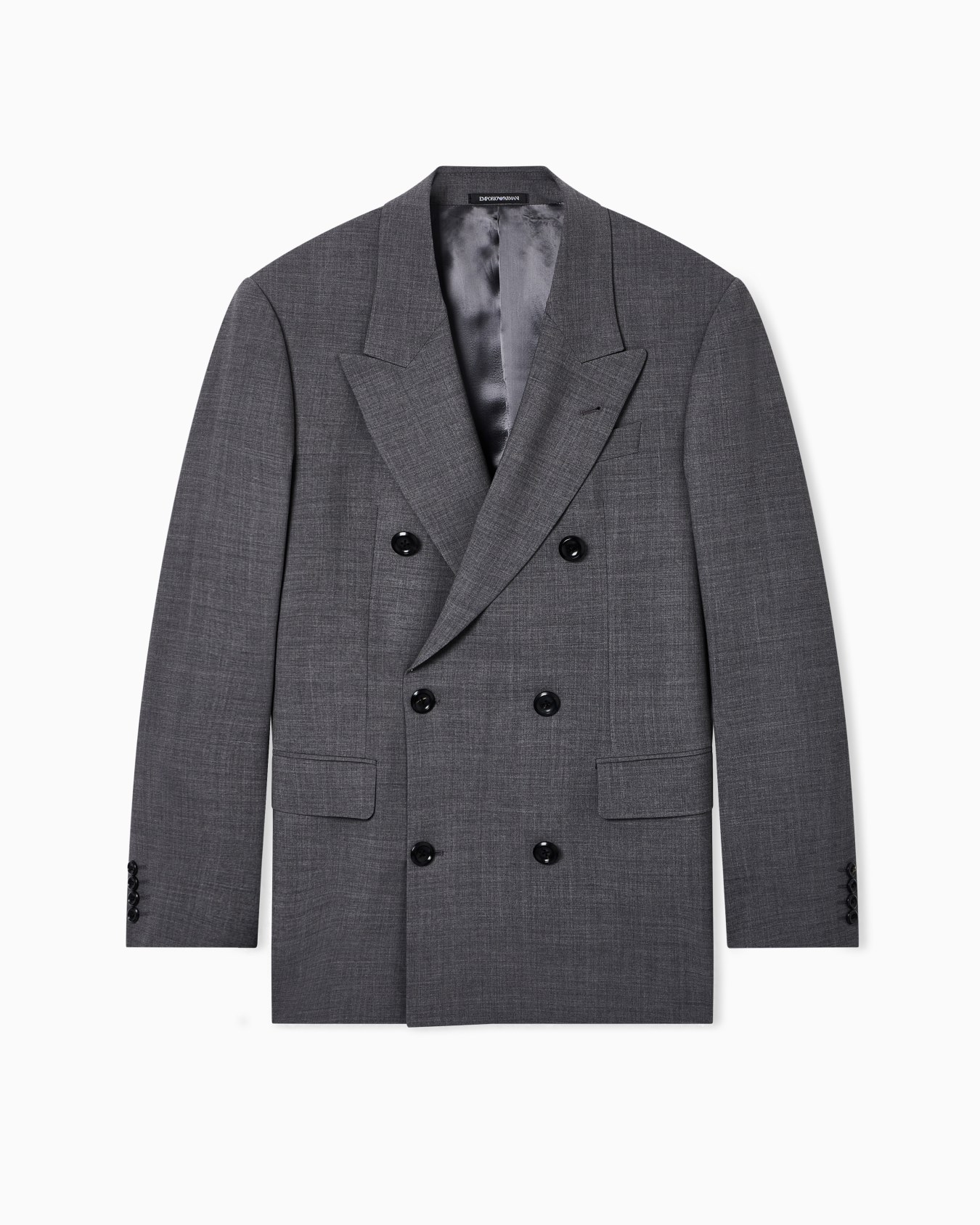 Double-breasted jacket in stretch wool canvas 슬라이드 0