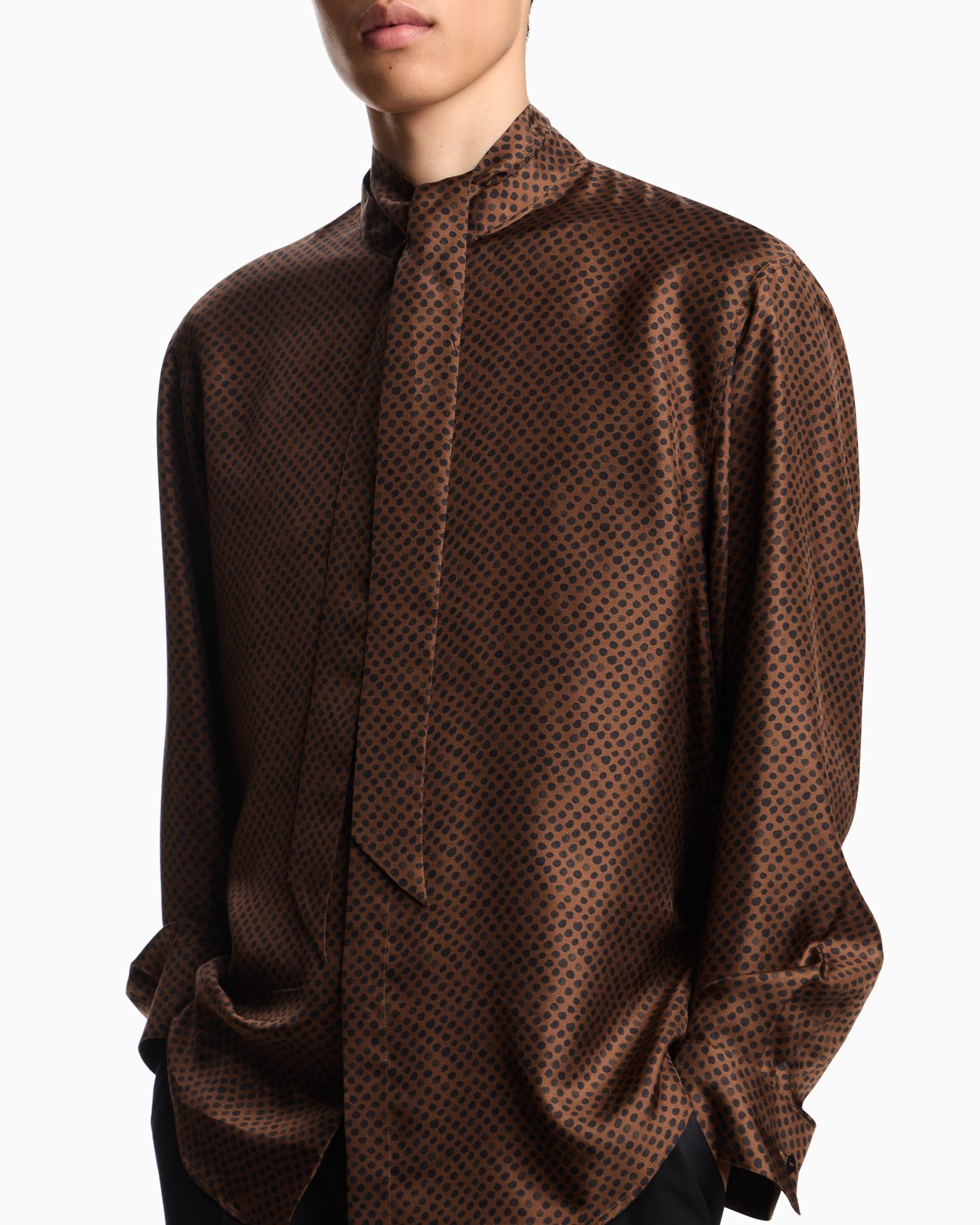 Viscose and silk shirt with a foulard collar Slide 4