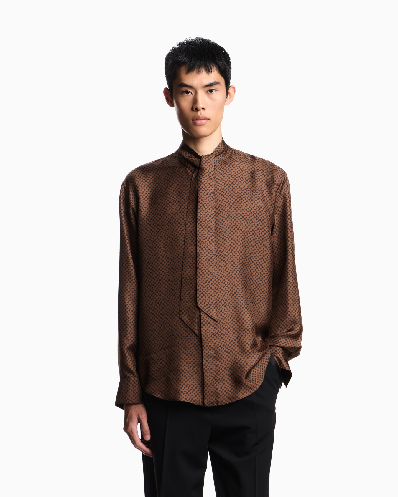 Viscose and silk shirt with a foulard collar Slide 3