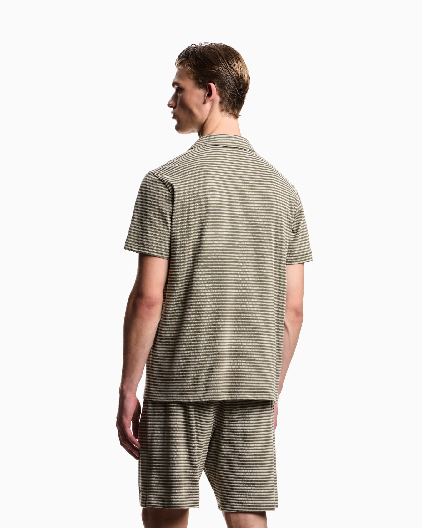 Striped knit beachwear polo shirt Slide 2