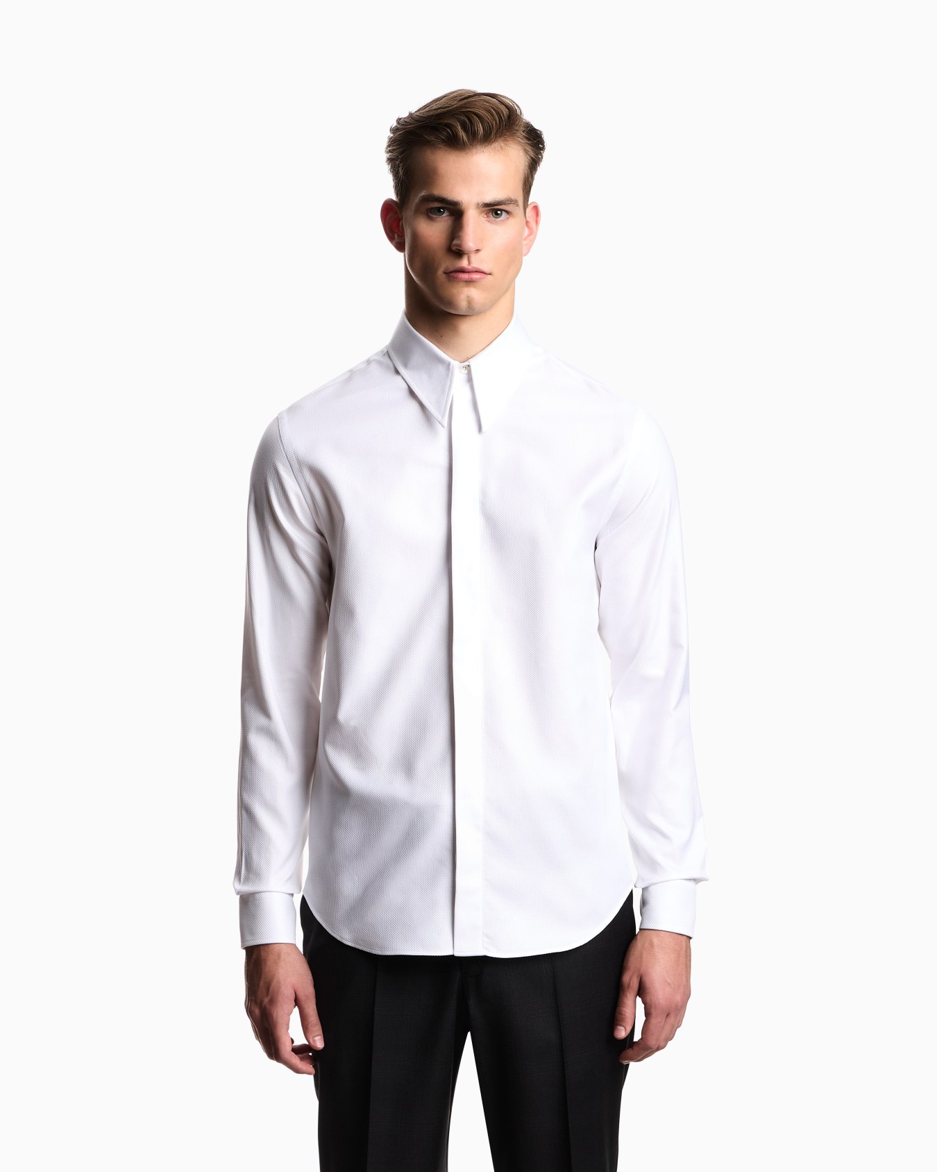 Twill-effect armure fabric shirt Slide 3
