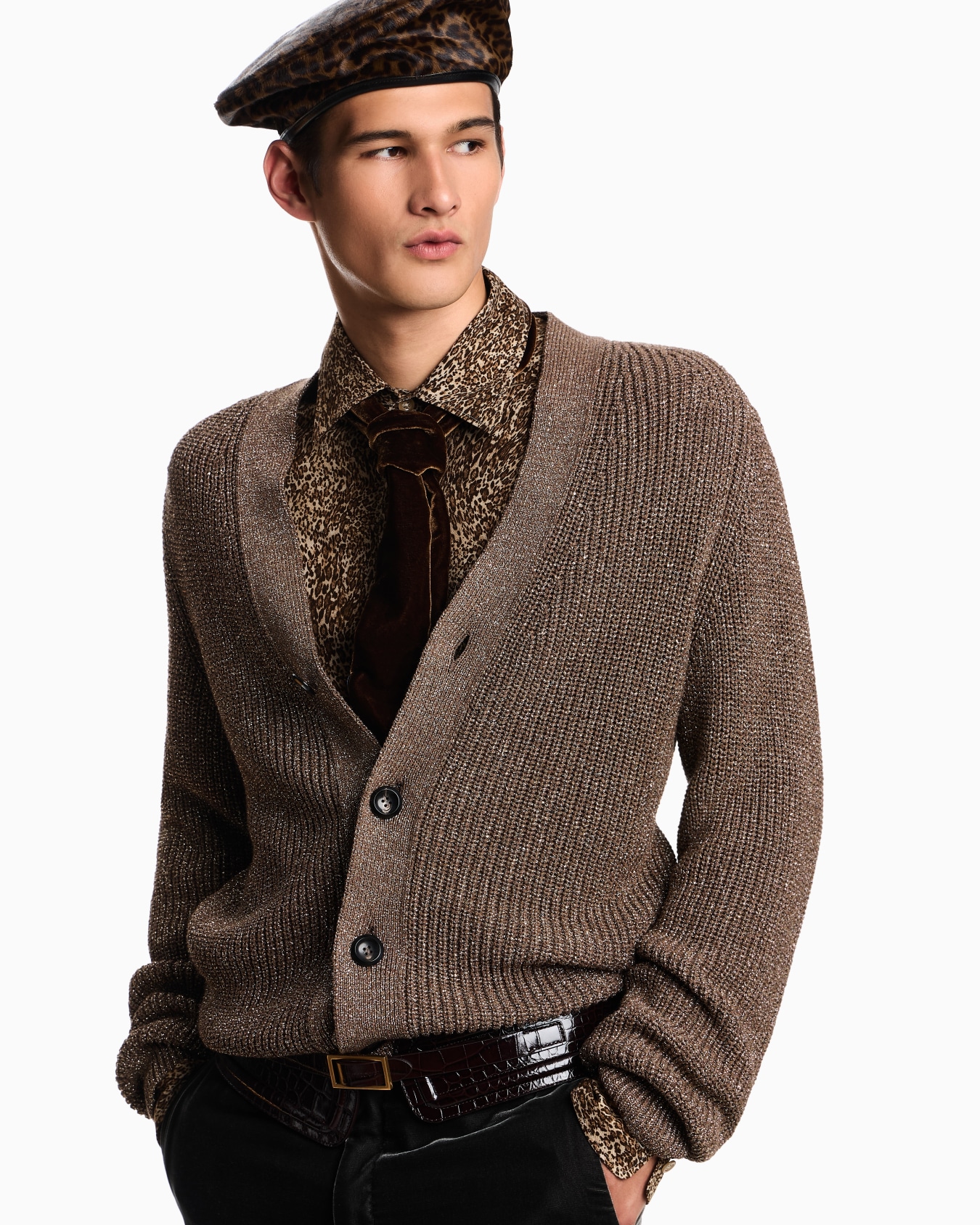 Cardigan en maille lurex à demi-côtes anglaises Diapositive 4