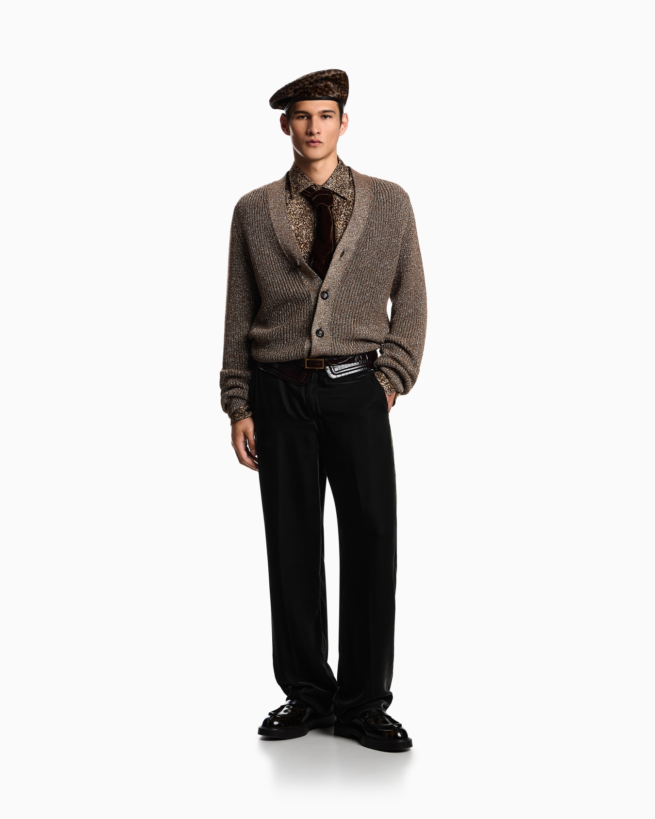 Cardigan en maille lurex à demi-côtes anglaises Diapositive 1